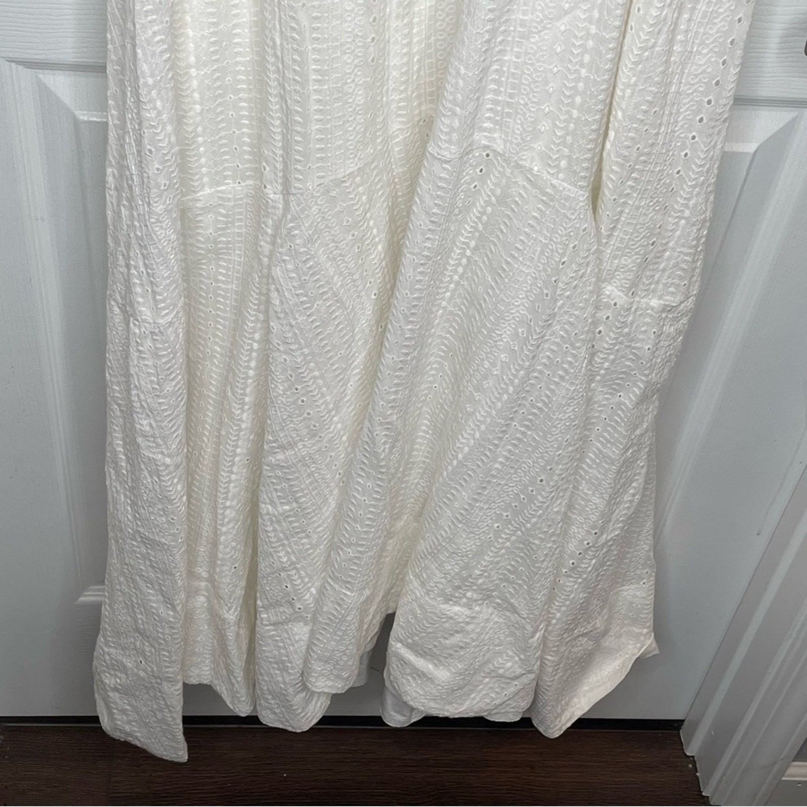 Pilcro Sleeveless Patchwork Midi Dress Eyelet Flowy Cottagecore in Ivory/White S