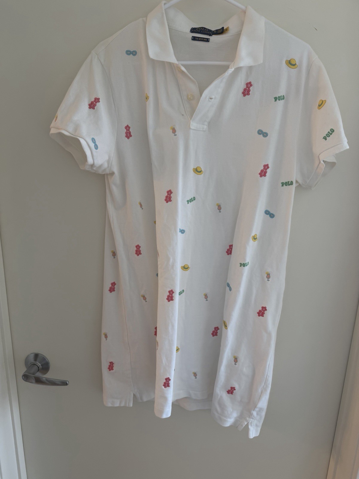 Polo Ralph Lauren The Mesh Mini White Embroidered Piqué Polo Shirt Men’s L
