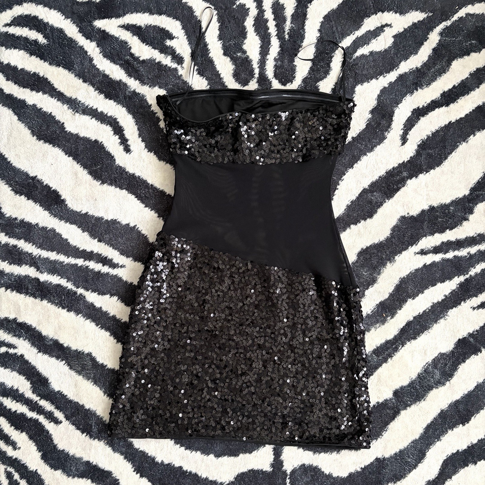 Lbd black strapless sequin mini dress