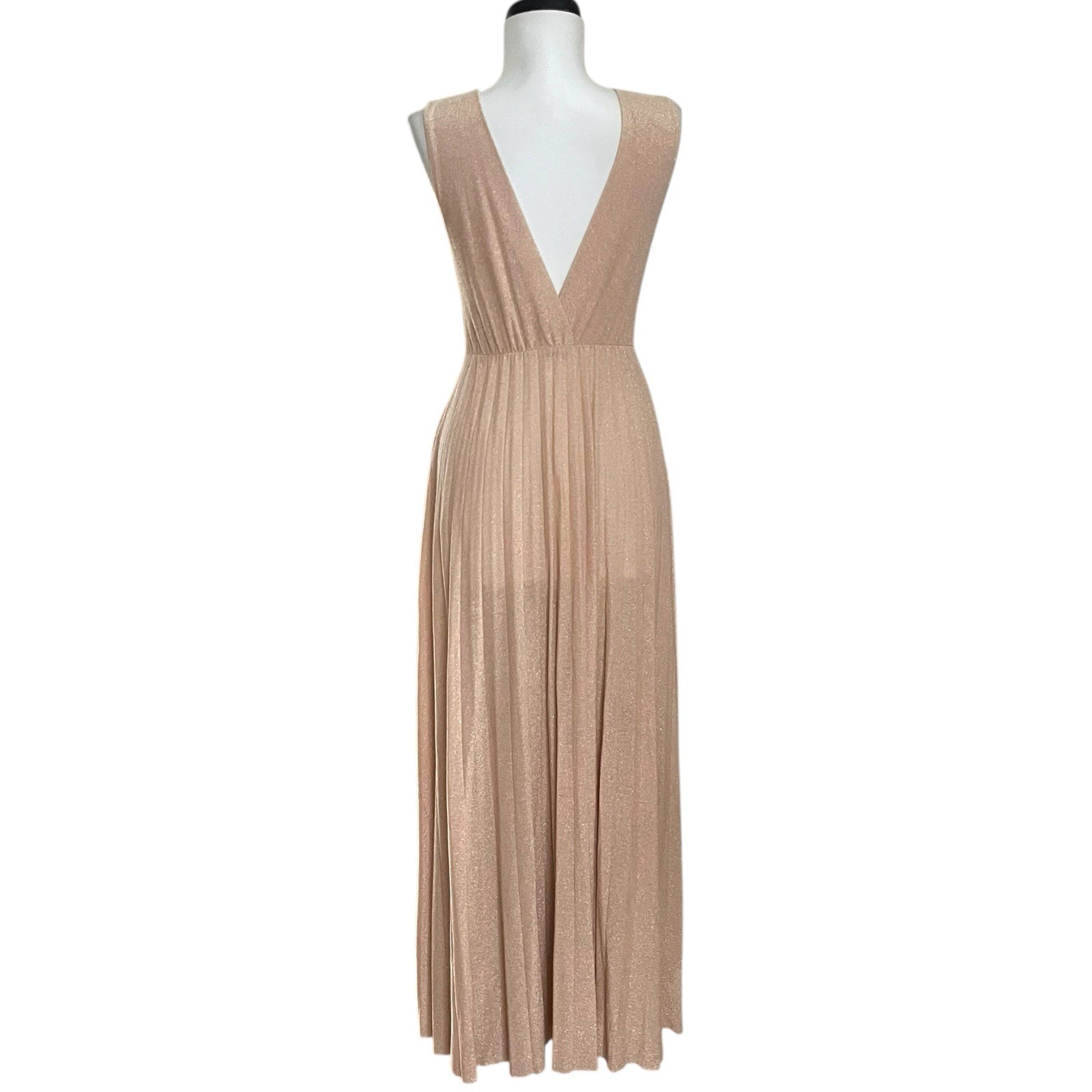 Giannini Gold Shimmer Maxi Dress S Made in Italy Glam Cocktail Party Elegant