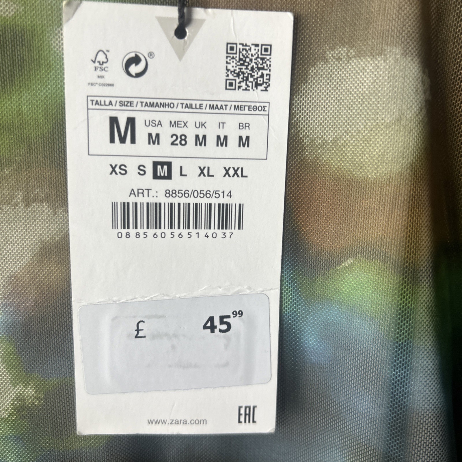Zara Long Tie-dye Tulle Green Dress Size Medium New with Tags (J)