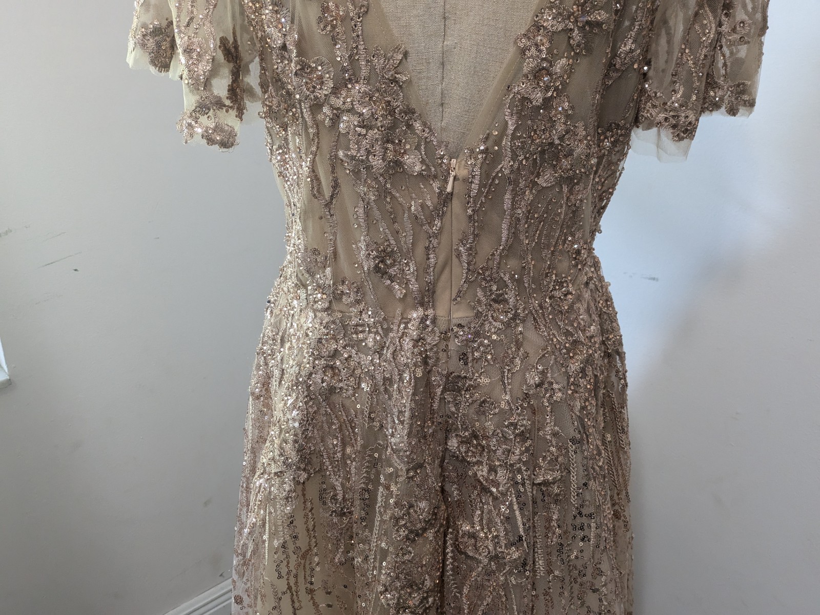 Mac Duggal Embellished Butterfly Fit & Flare Tea-Length Dress Size 12 Wedding