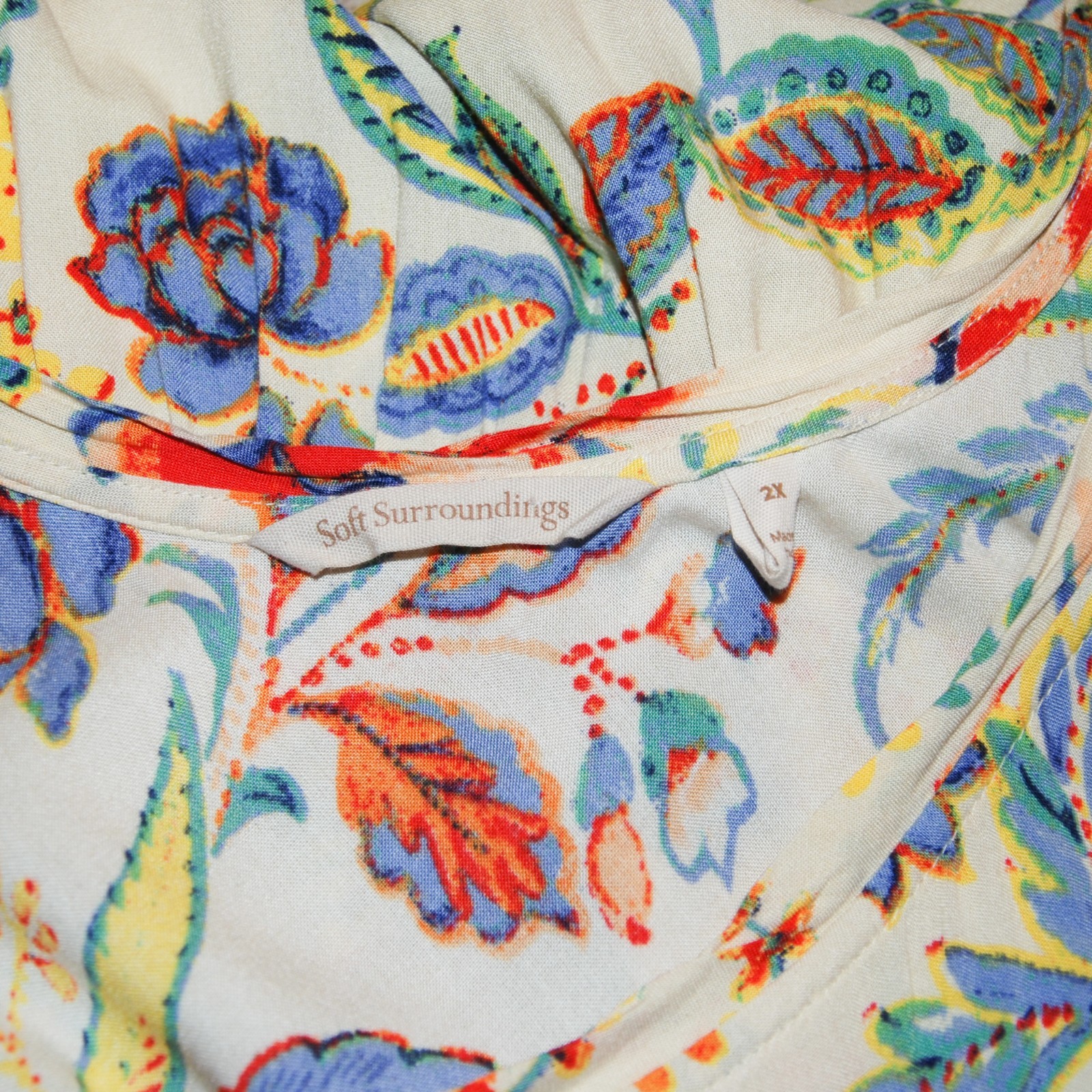 SOFT SURROUNDINGS Women’s 2X Tiered Midi Dress 100% Cotton Floral Cottagecore