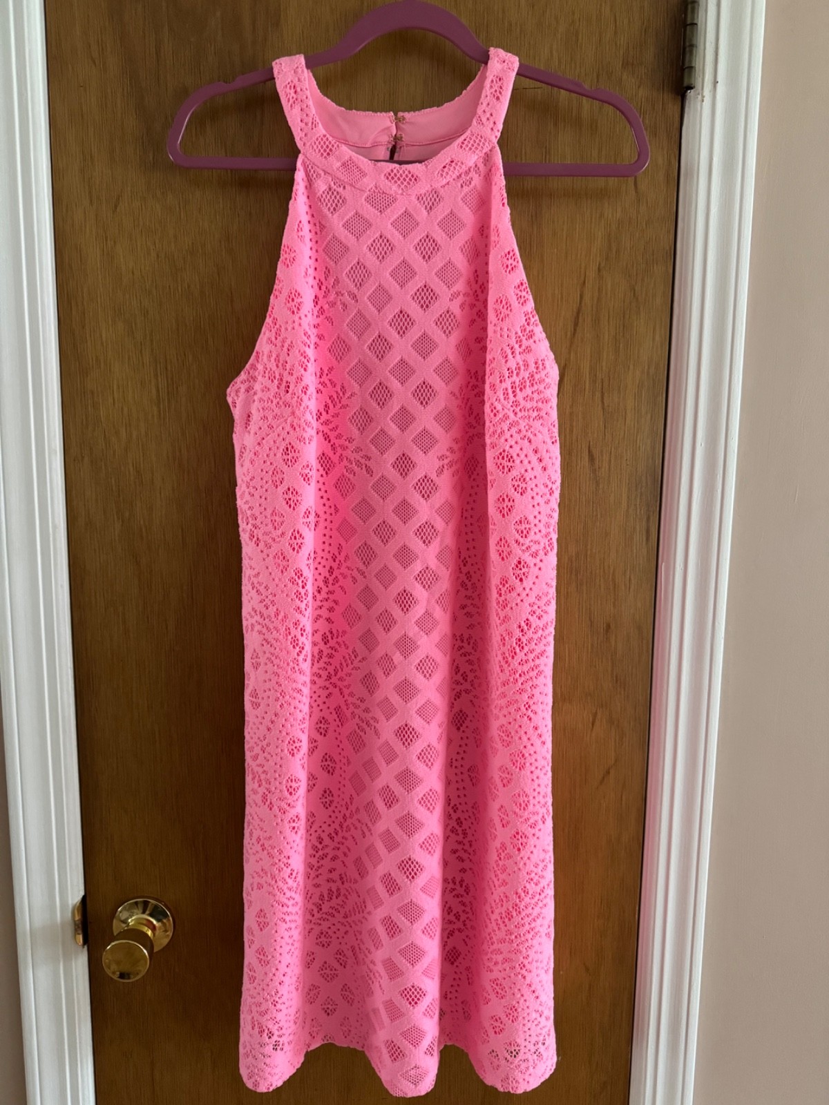 LILLY PULITZER Rayanne Lace Sleeveless Shift Dress, Pelican Pink- Size L
