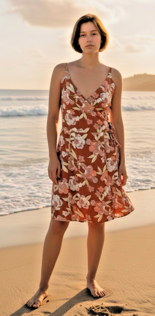 The Normal Brand NWOT womens strappy mini wrap v-neck floral dress sz M summer