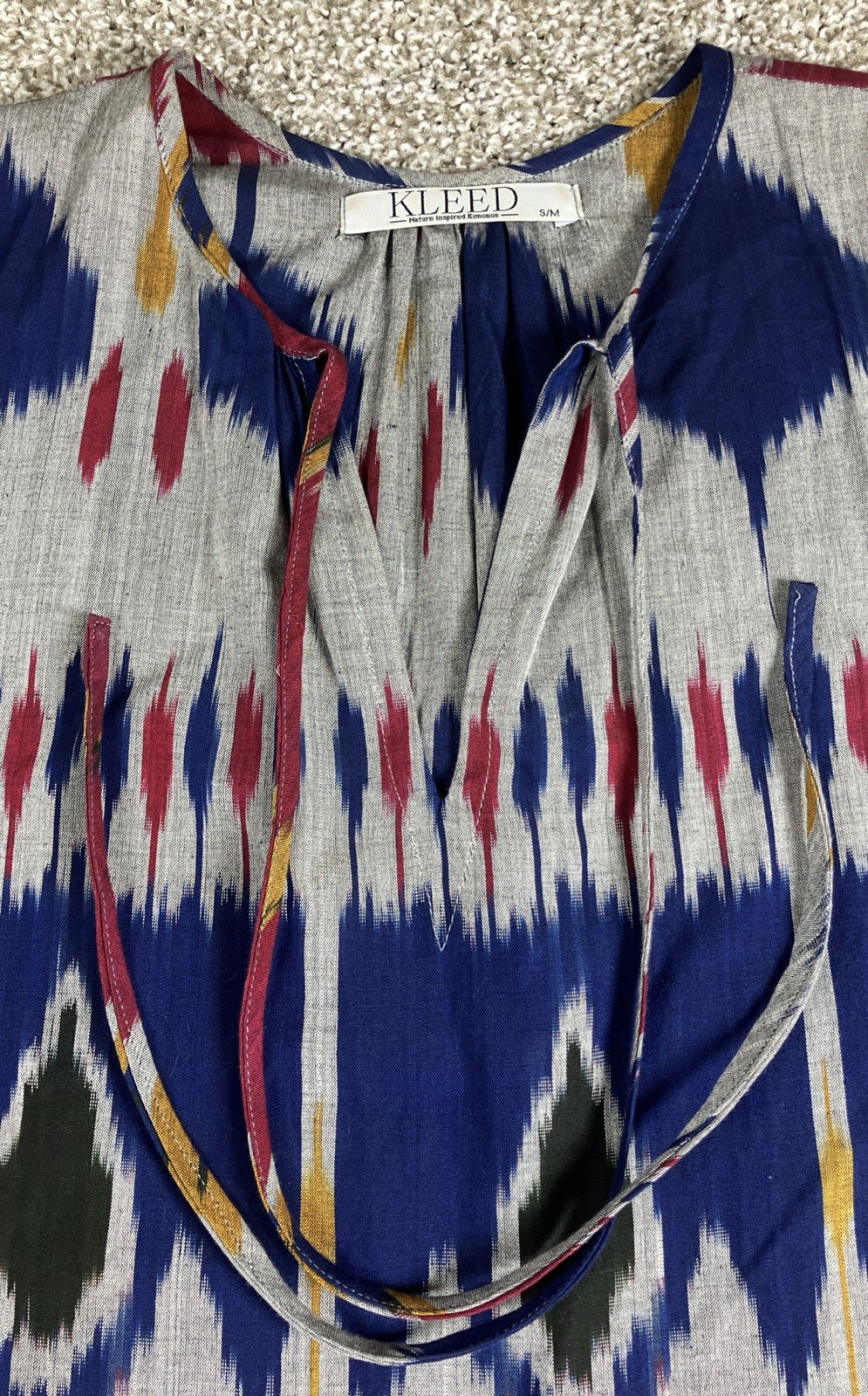 Kleed Long Aztec Pattern Tiered Maxi Dress Size Small w/ Pockets Southwestern