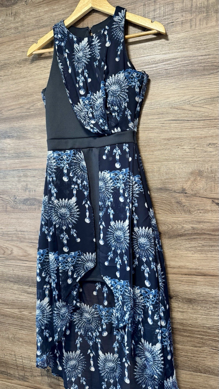 Atmosphere Limited Edition High-Low Party Dress – Size 8 – Blue Mandala Print