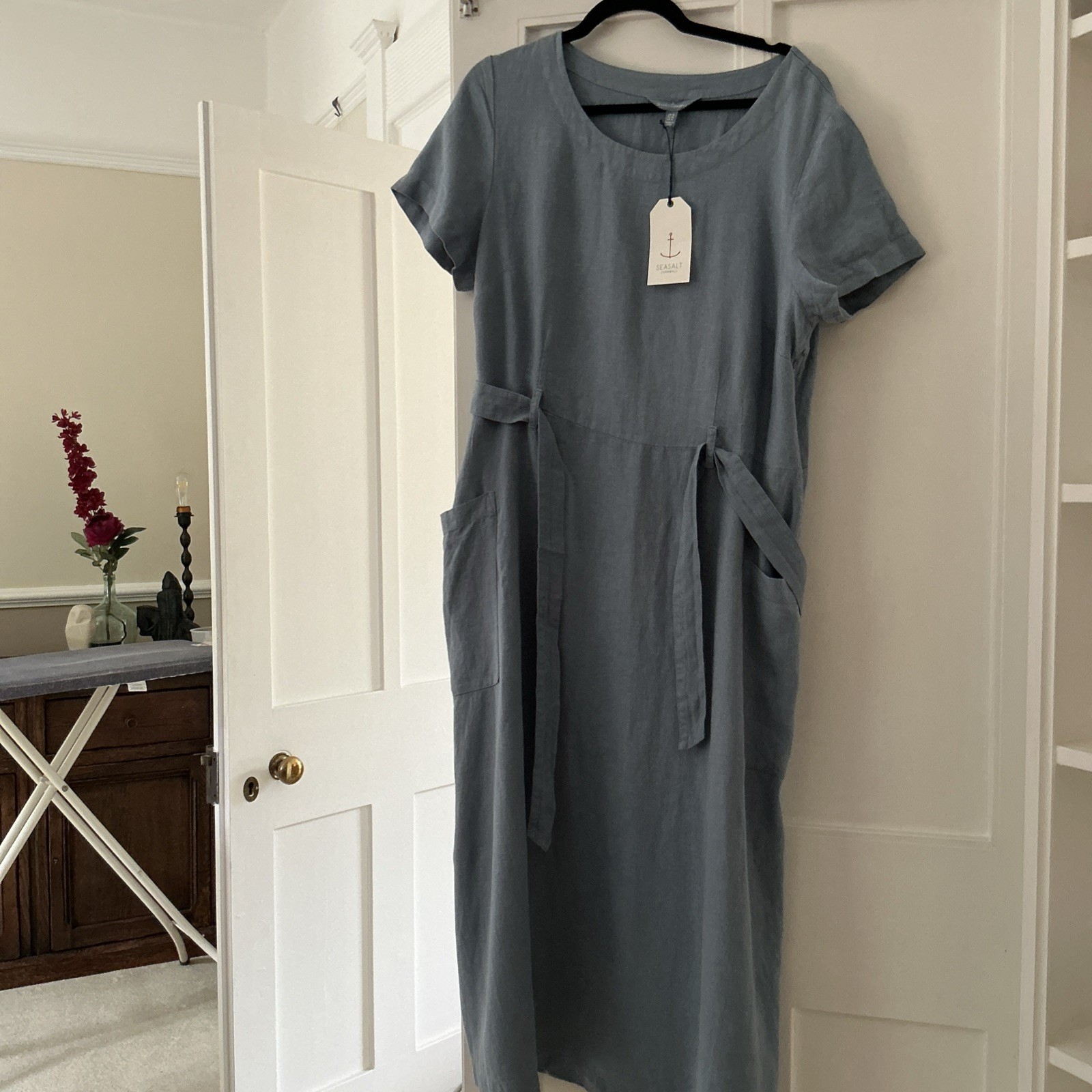 SEASALT LIGHT BLUE LINEN “QUIET SEA DRESS” Size 18 new