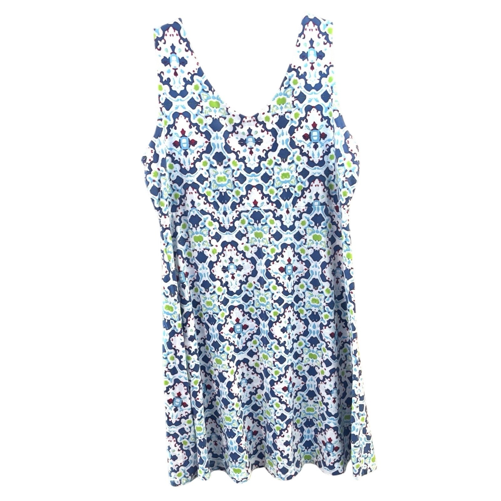 Fresh produce 1X Dress Tile Print Sleeveless Summer Beach Casual Everyday Resort