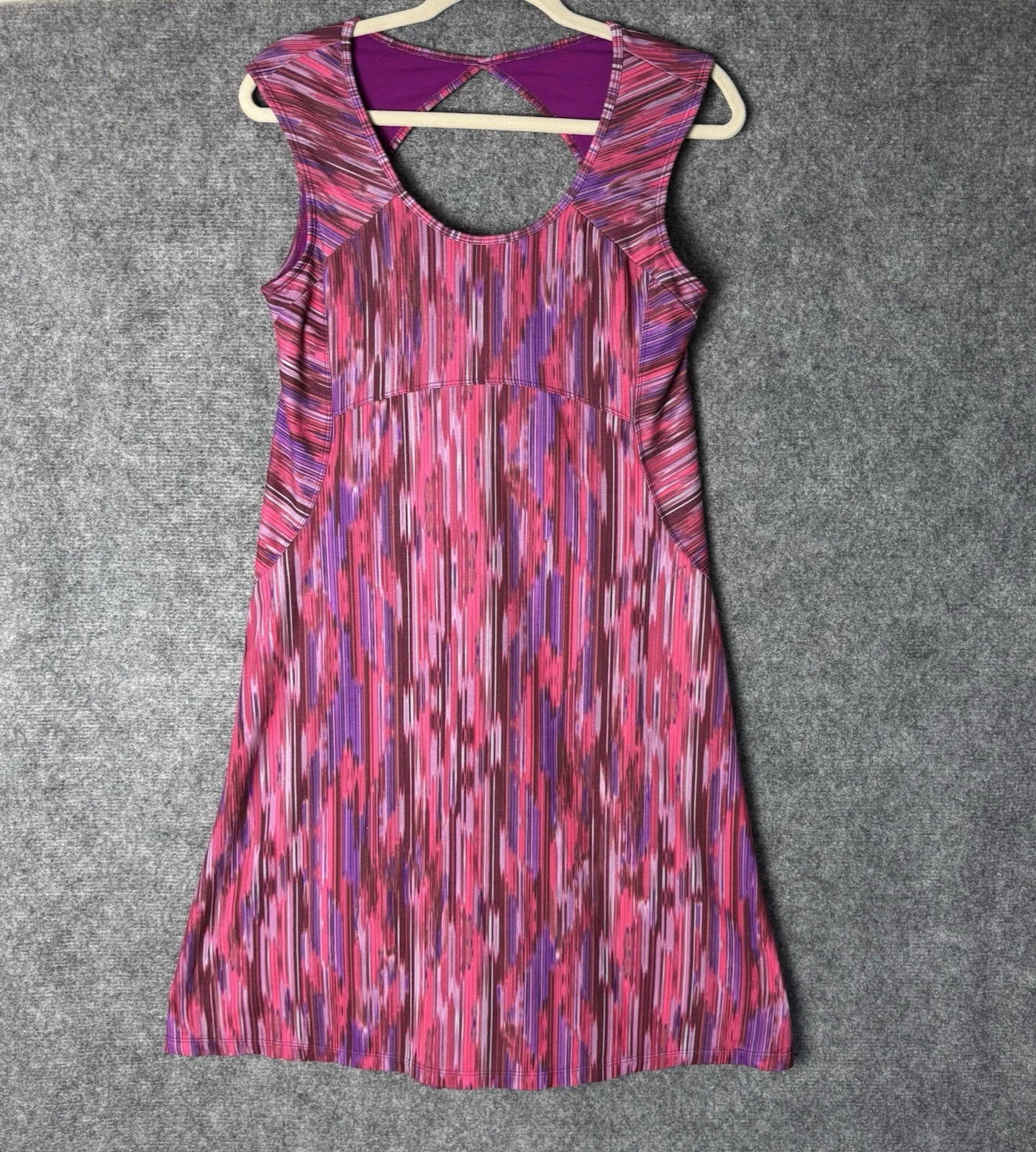 Prana Dress Women’s Small Pink Purple Athletic A-Line Cut Out Back Sleeveless