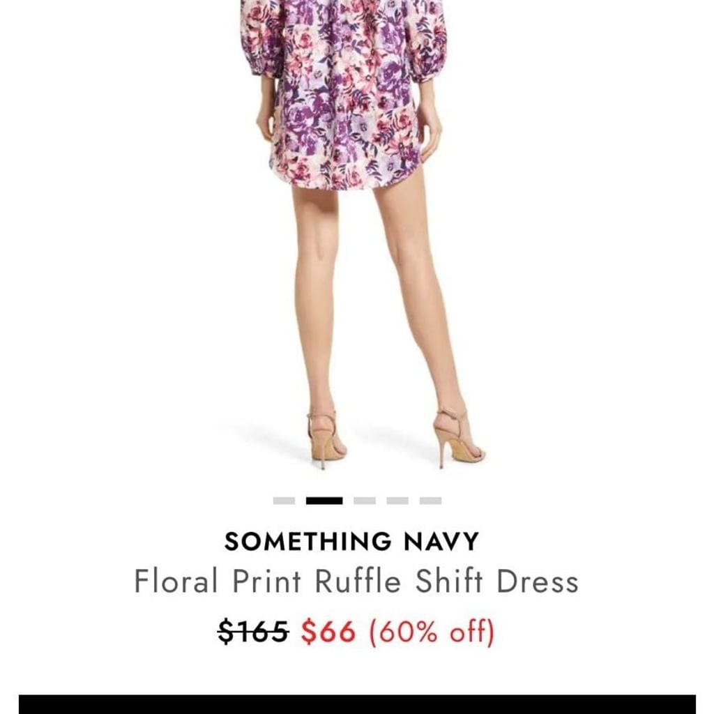 Something Navy Floral Ruffle Print Shift Dress Size Large