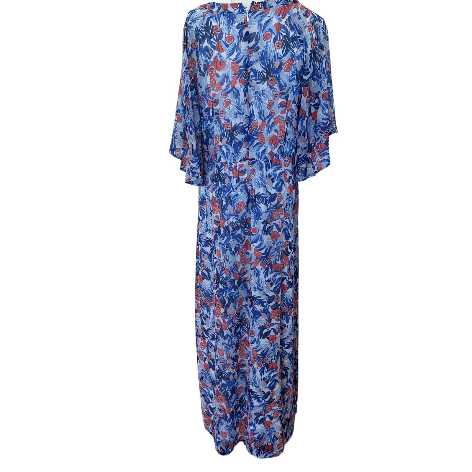 JunaRose Red White Blue Chiffon Maxi Dress SIZE 22 Wedding Party Flattering $90