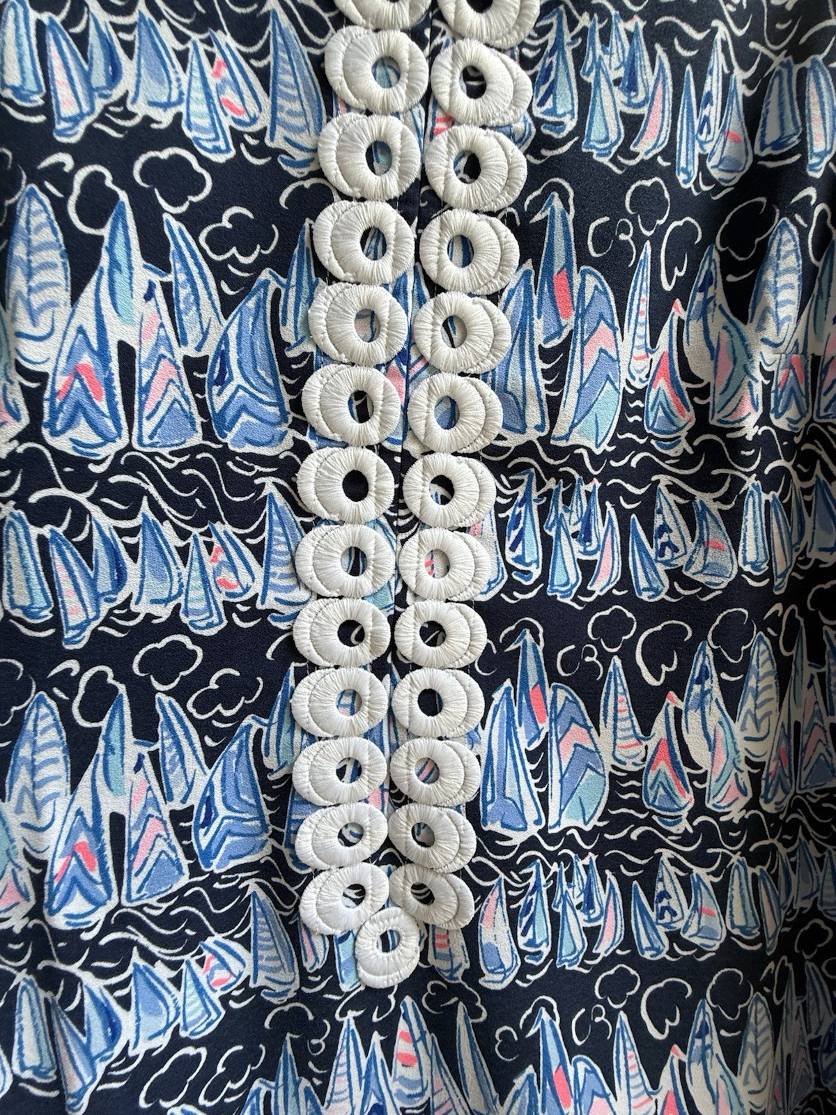 Lilly Pulitzer Jane Shift Dress 14 Low Tide Navy Sails & Stripes EUC Sailboat