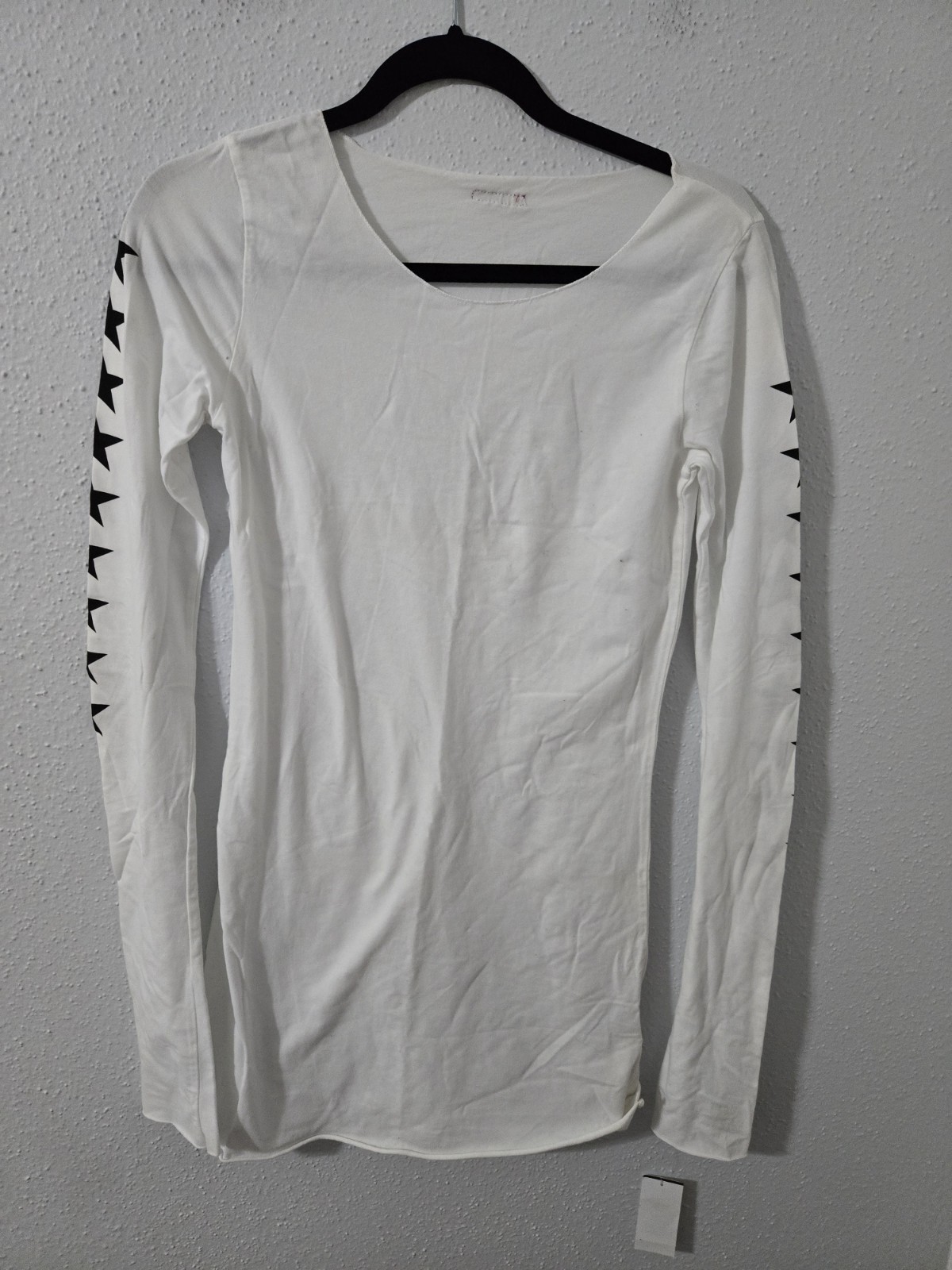 Hard Tail Forever Women’s White Longsleeved Fitted Cotton Dress Stars Sz M NWT