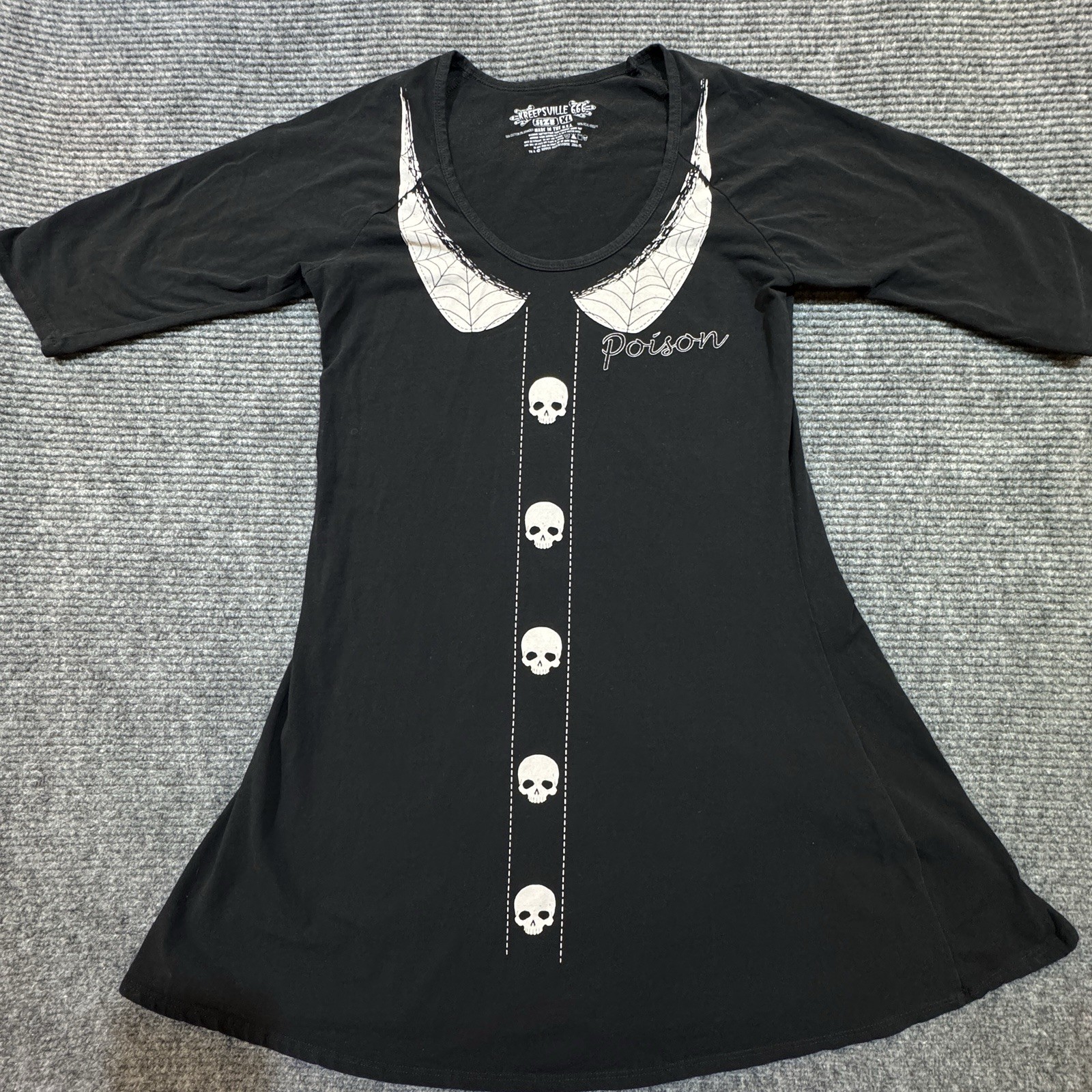 Kreepsville 666 XL Gothic Tunic Mini DressSkull Spiderweb Poison Black Goth