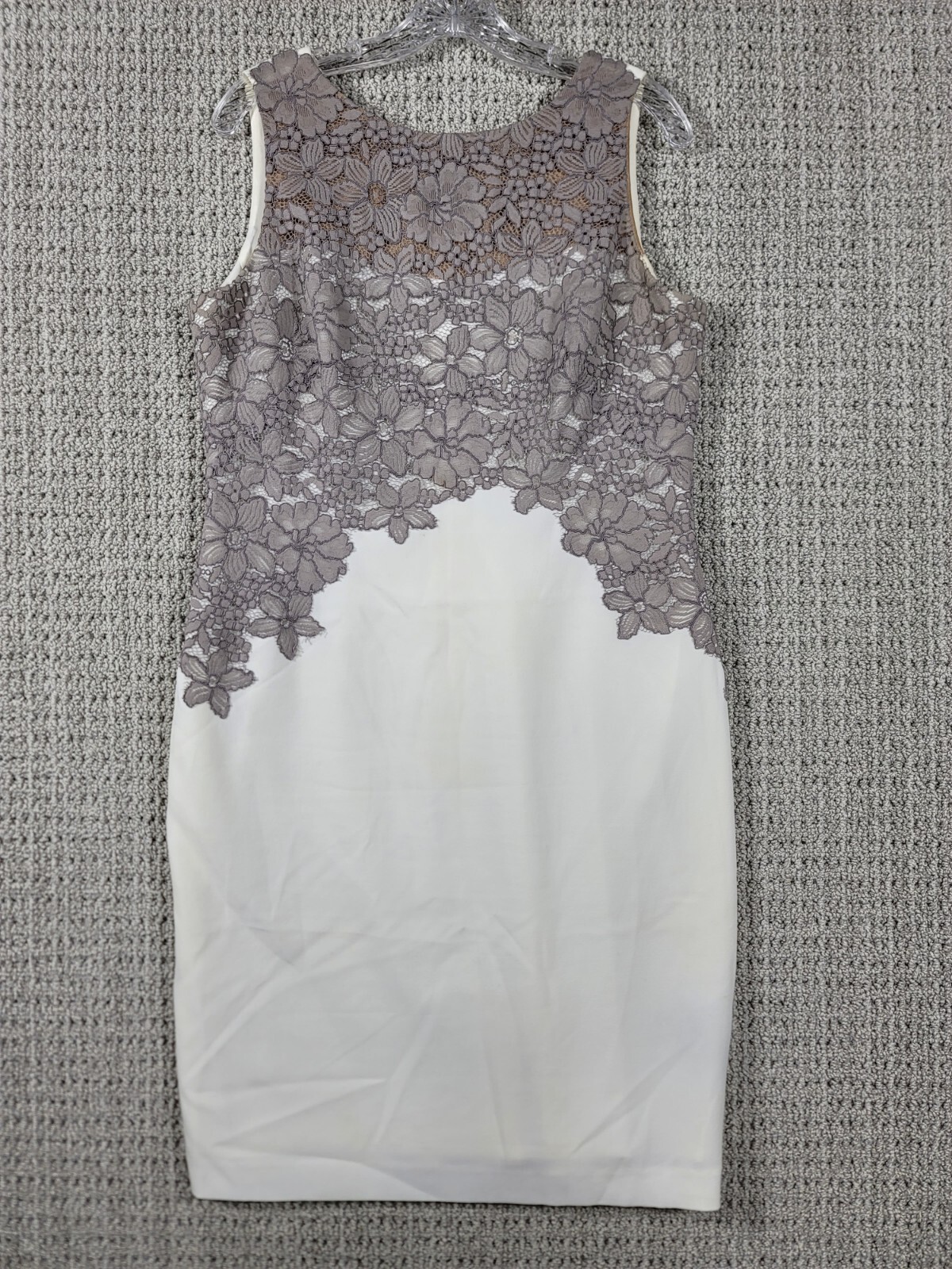 White And Taupe Lace Lauren Ralph Lauren Formal Cocktail Sheath Dress Size 12