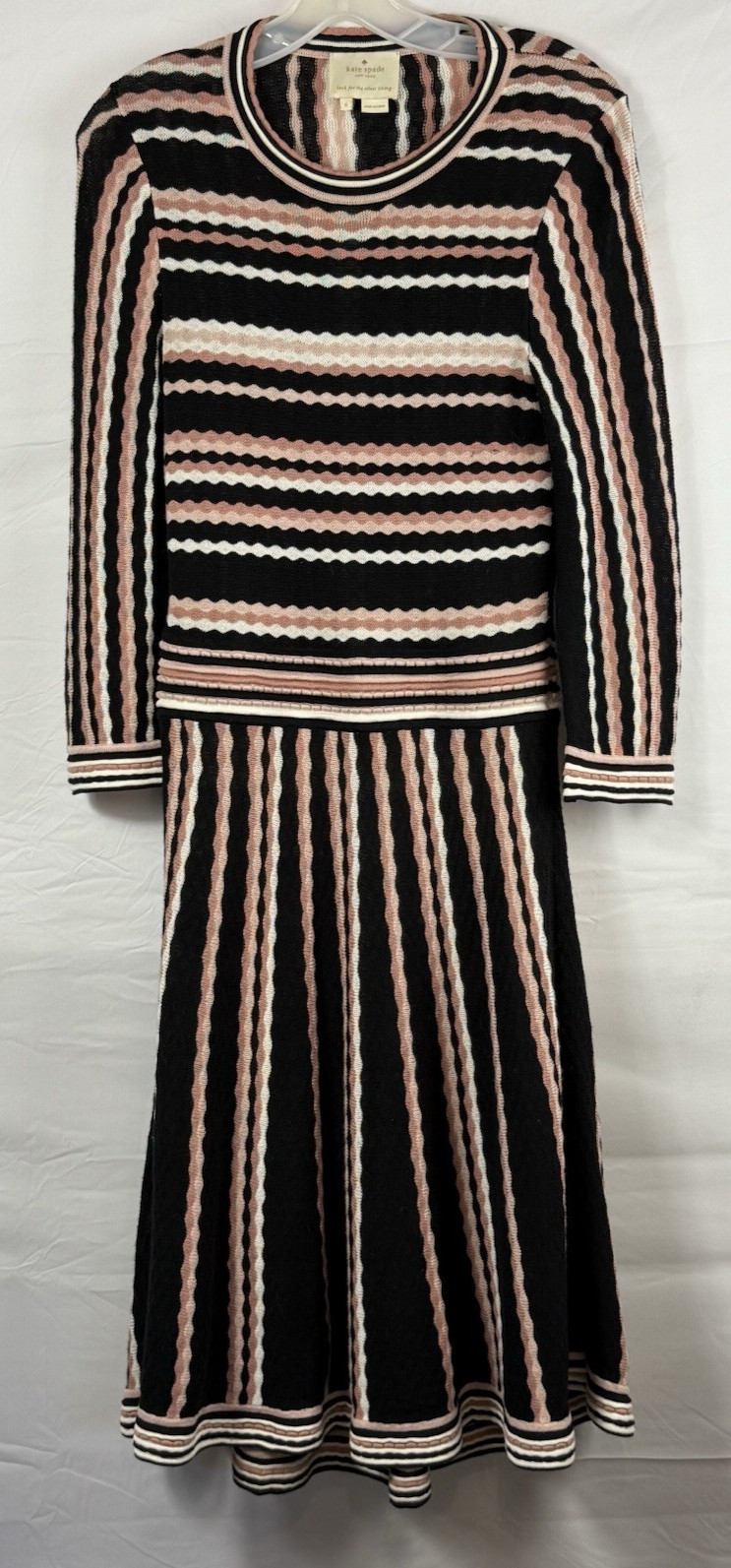 Kate Spade Knit Sweater Dress Women Small Cashmere Blend Stripe Midi Dress
