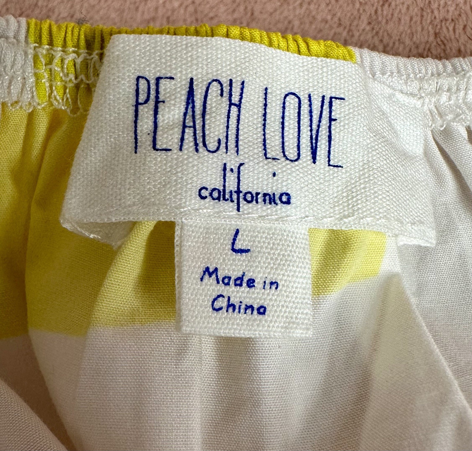 Peach Love California Mini Dress White Vibrant Multicolor Smocked tie waist L