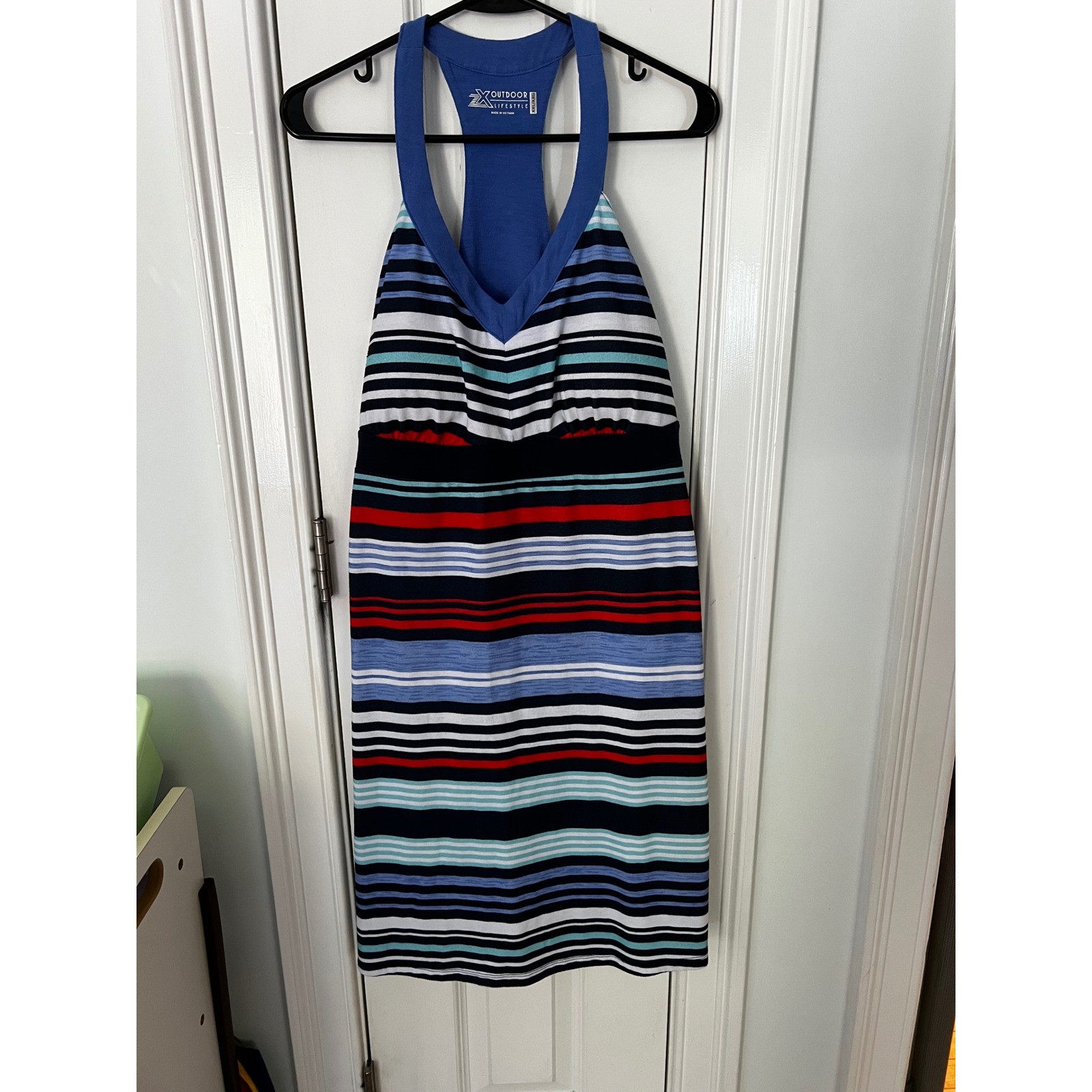 ZX Outdoor Lifestyle Striped Racerback Dress Blue Red White XXL Built In Bra
