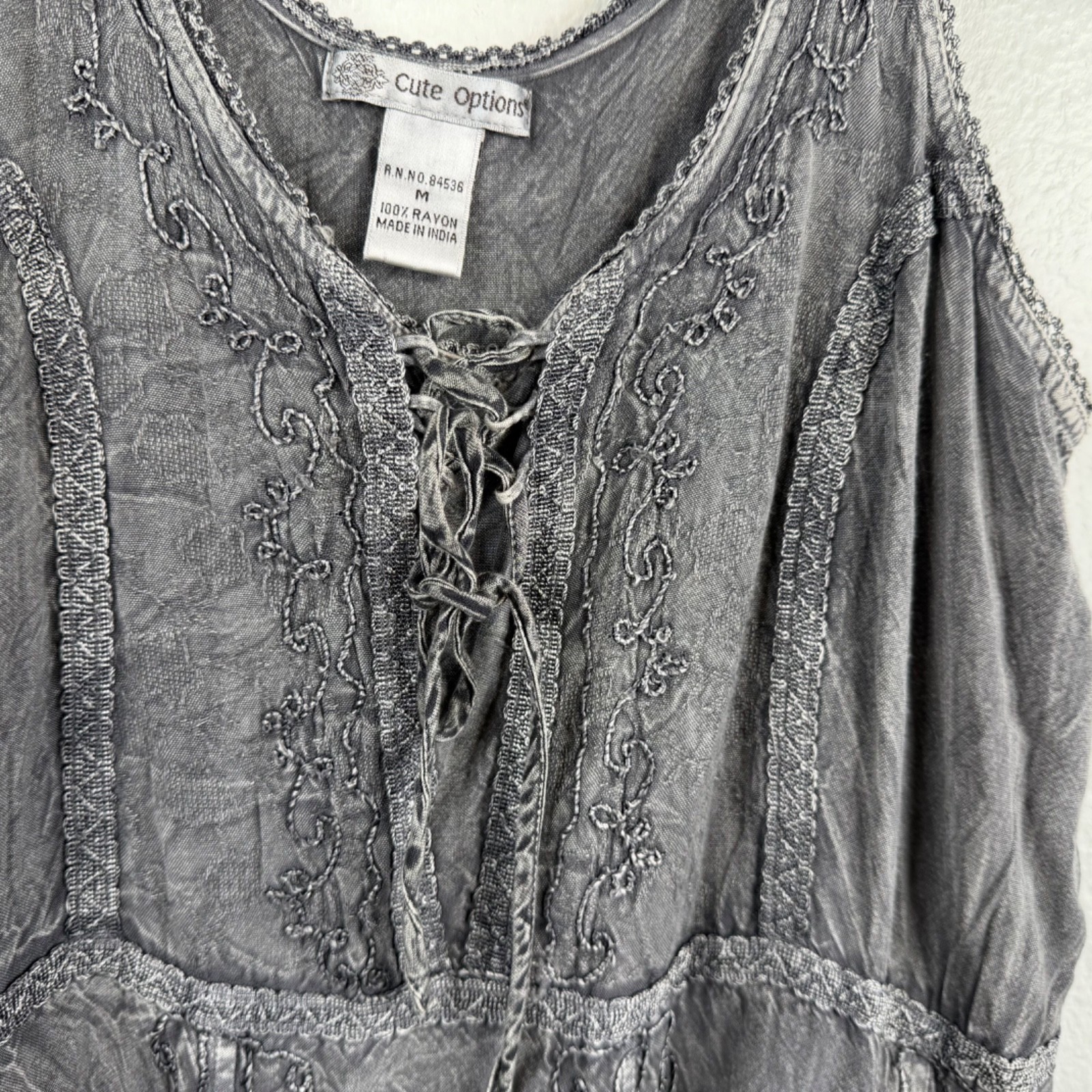 Cute Options Whimsigoth Fairy Grunge Y2K Festival Boho Hippie Dress Gray Sz M