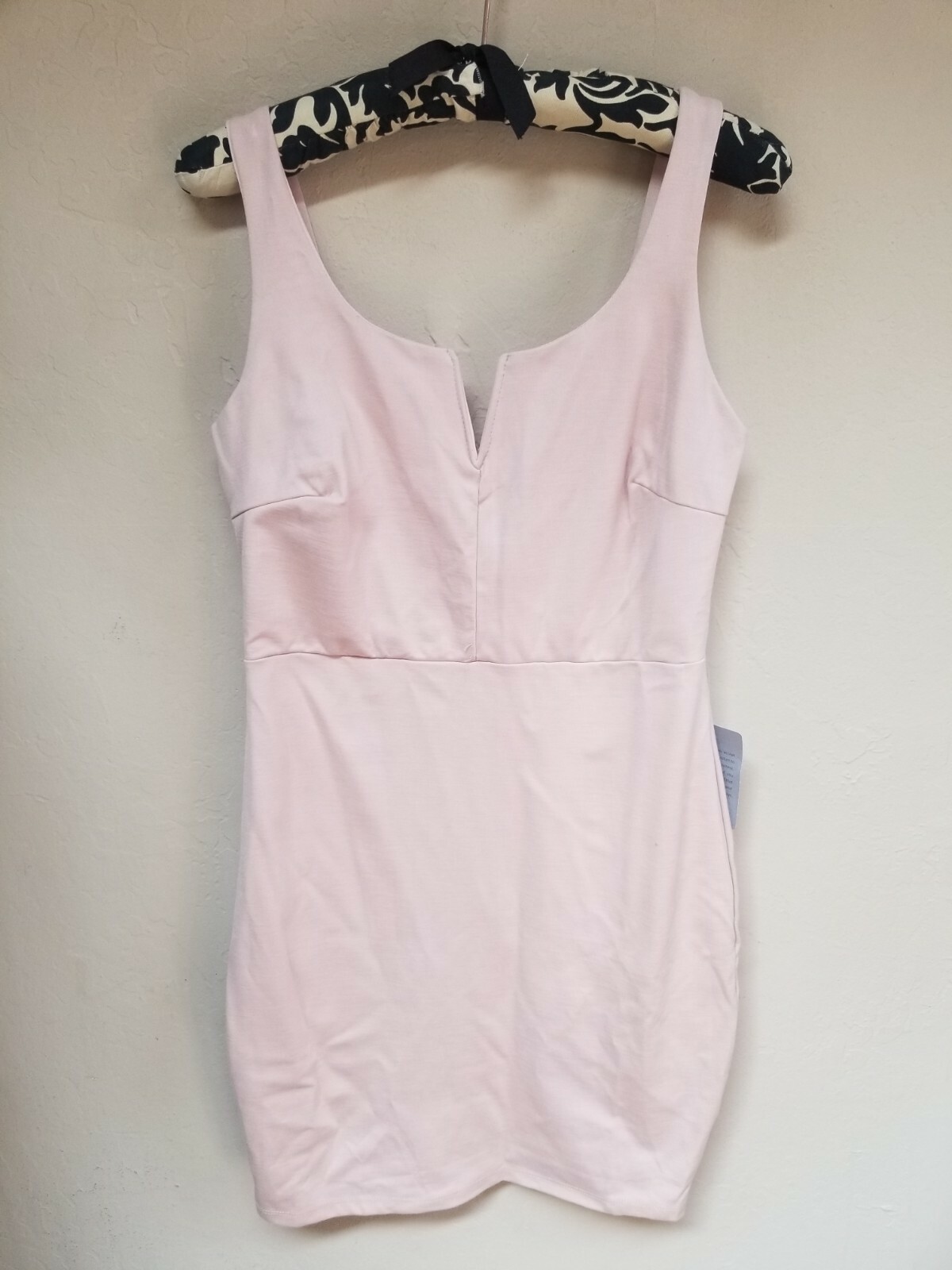 Soprano Womens Bodycon Mini Dress XL Round Split Neck Pink Sleeveless New