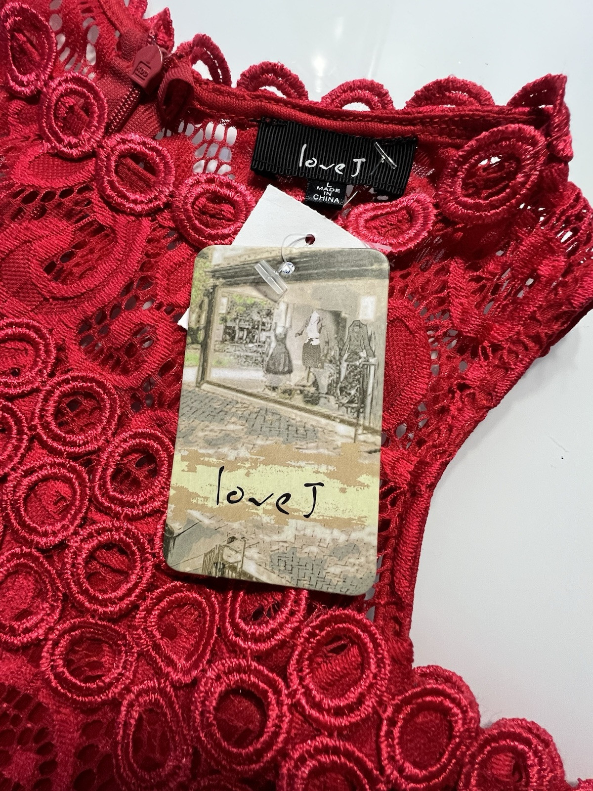 LoveJ Slim Fitting Red Lace Cocktail Dress Brand new with Tags shoulder exposed