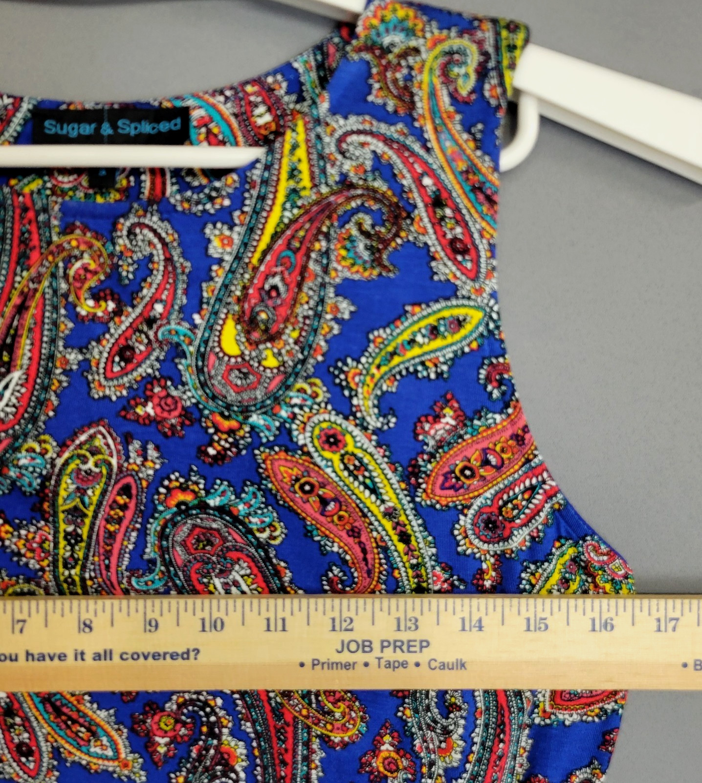 Sugar & Spliced Dress Womens S Blue Paisley Runch Sleeveless Bobo Chic Vibrant
