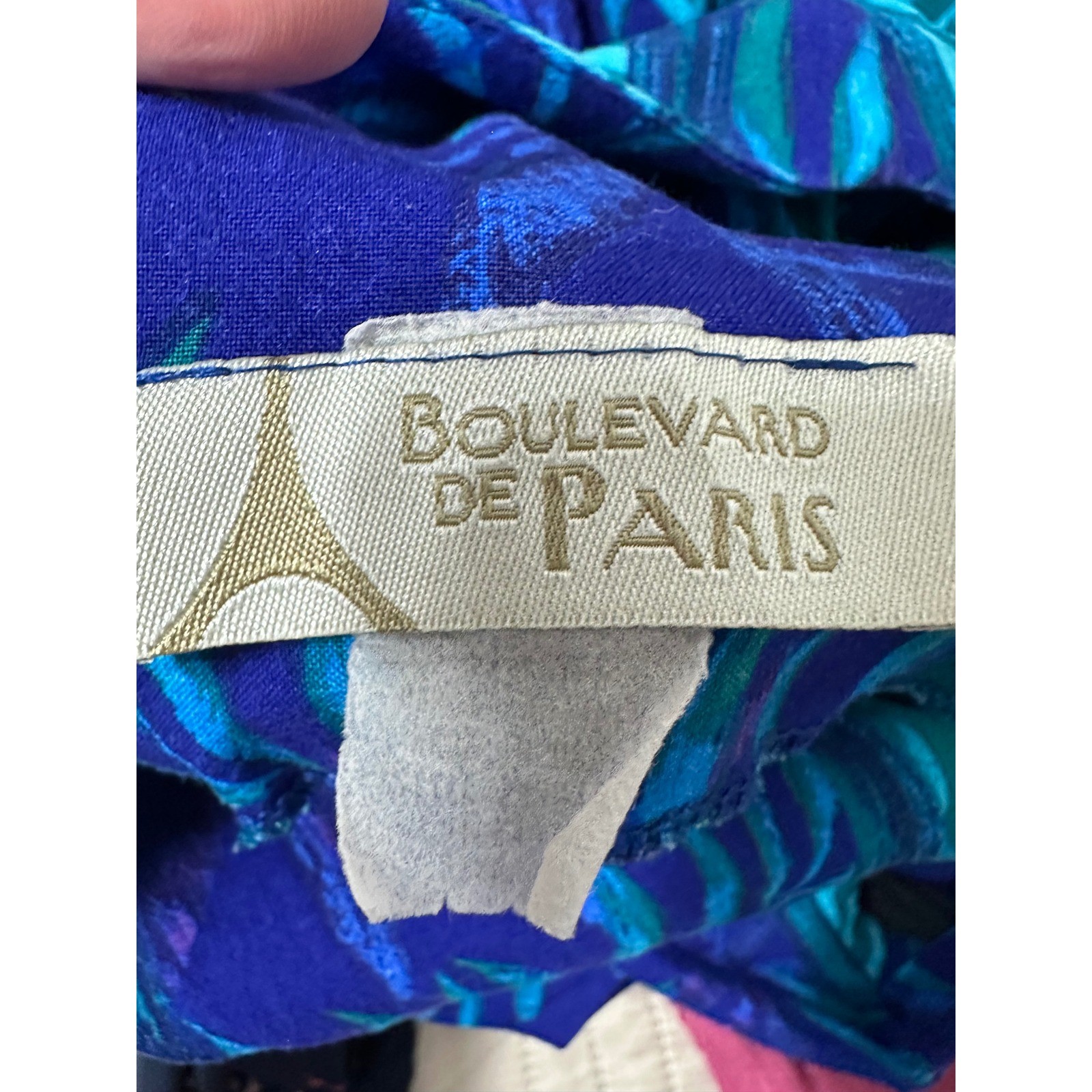 Boulevard De Paris Midi Dress Womens Blue Teal Tropical Leaf Side Tie Sleeveless