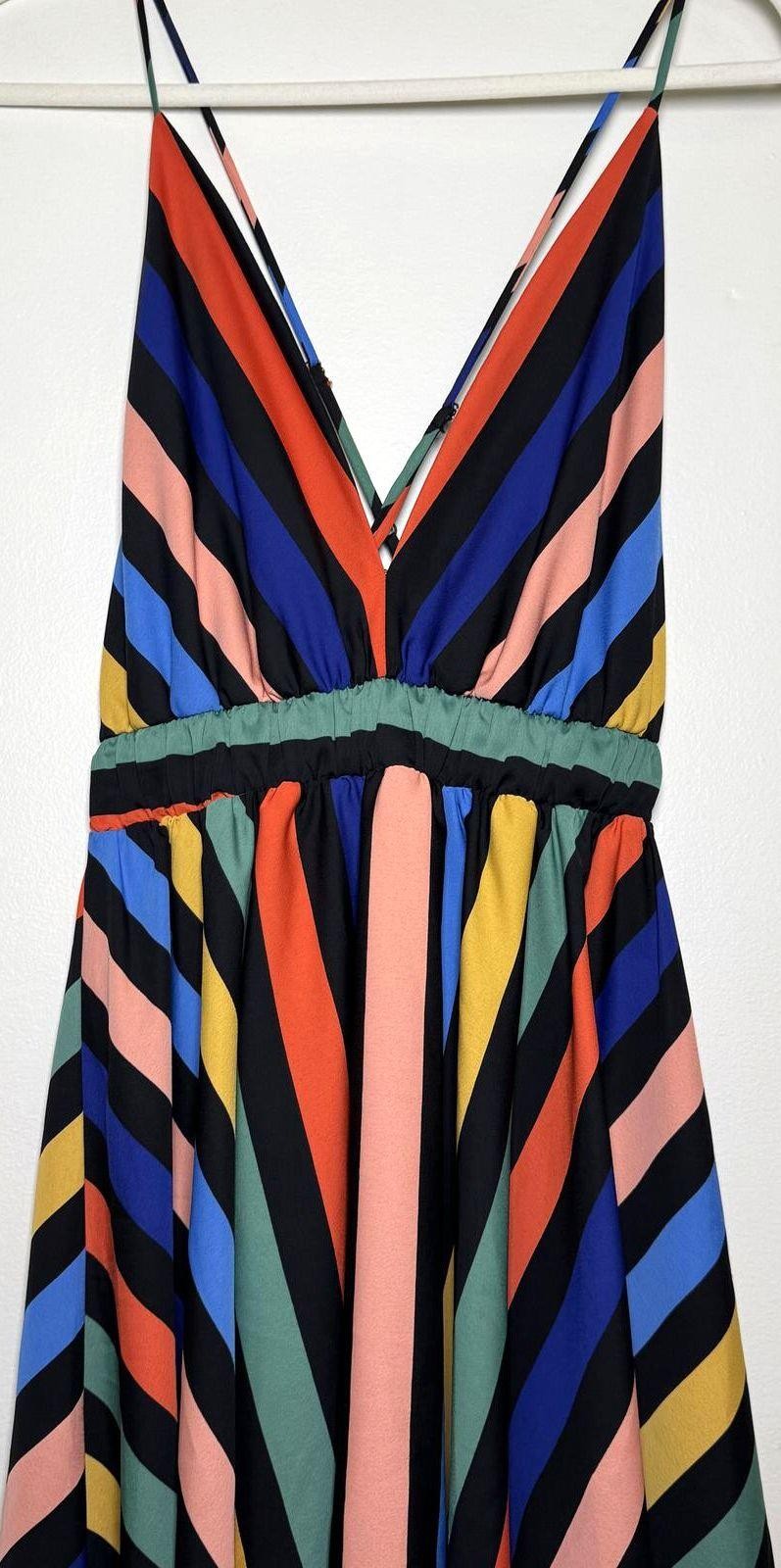 VICI Multi-Stripe Plunging Mini Dress – Small