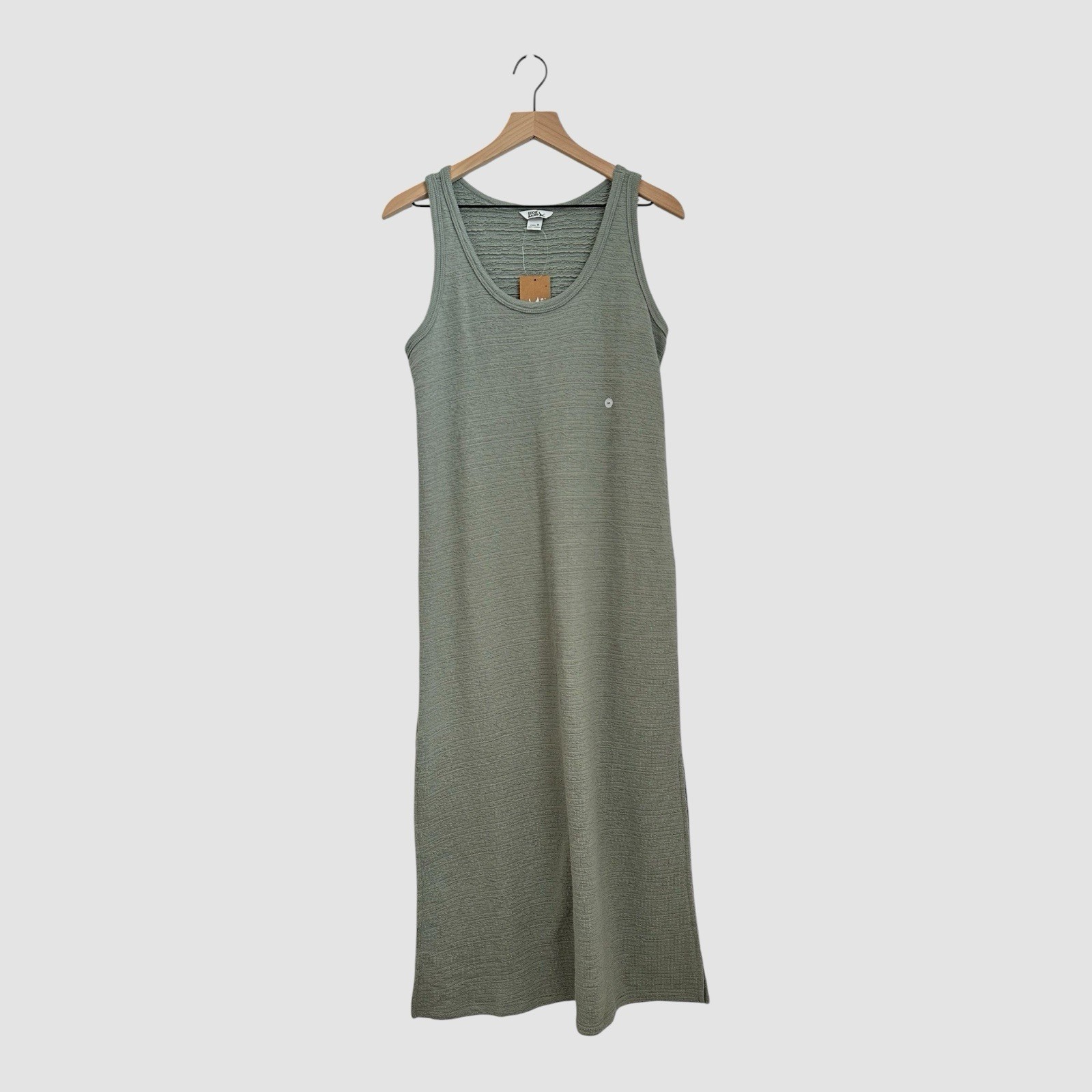 L.L. Bean Sleeveless Midi Dress Women’s Size M Green Cotton Round Neck NWT