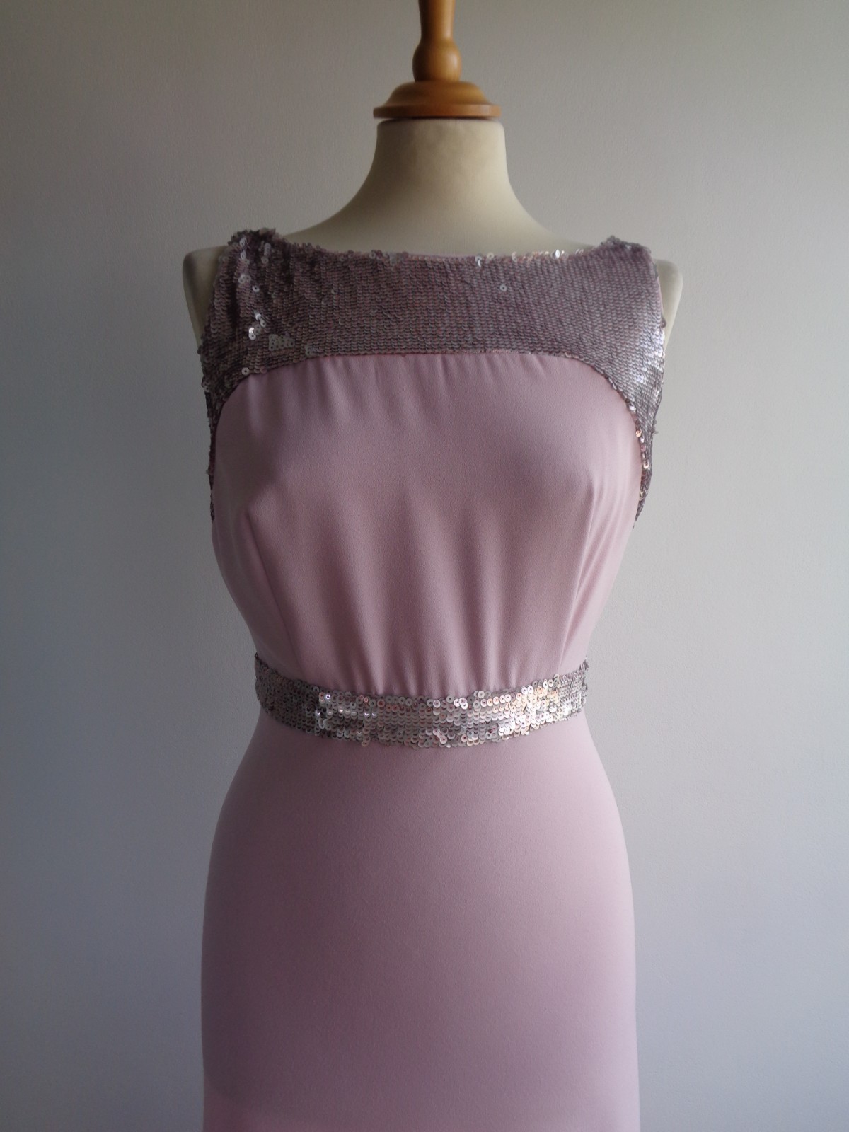 V Very pink silver sequined evening dress full length ballgown prom party UK10