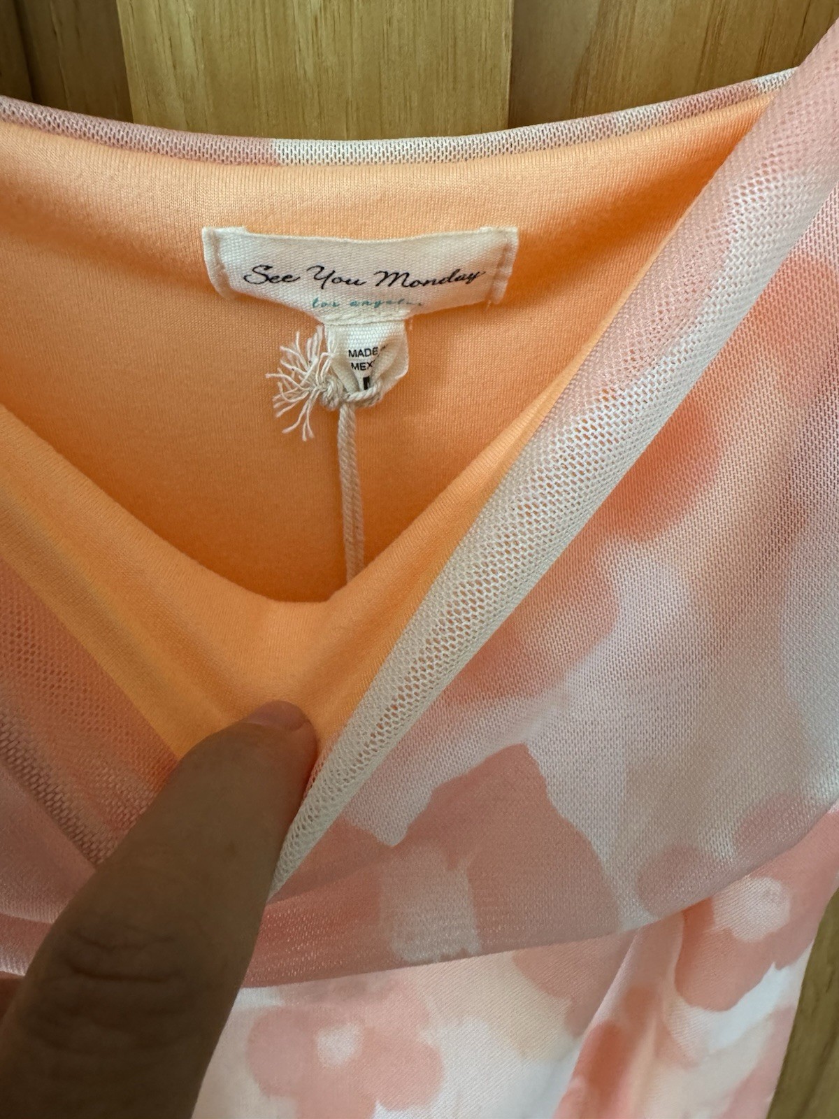 See You Monday Floral Spaghetti Strap Peach Mini Dress Women’s Med NWT