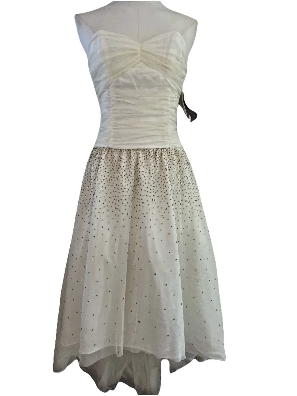 Vintage Roberta Tulle Formal Dress Size 5/6 Ivory Sequin Party Fairy Whimsical
