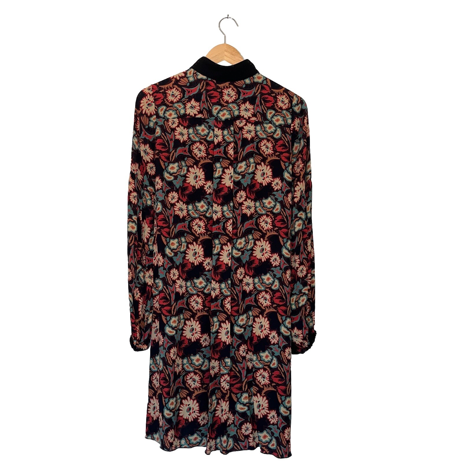 Anna Sui Larkspur Fields Floral Shift Dress Black Size 2 90s Vintage 🟡