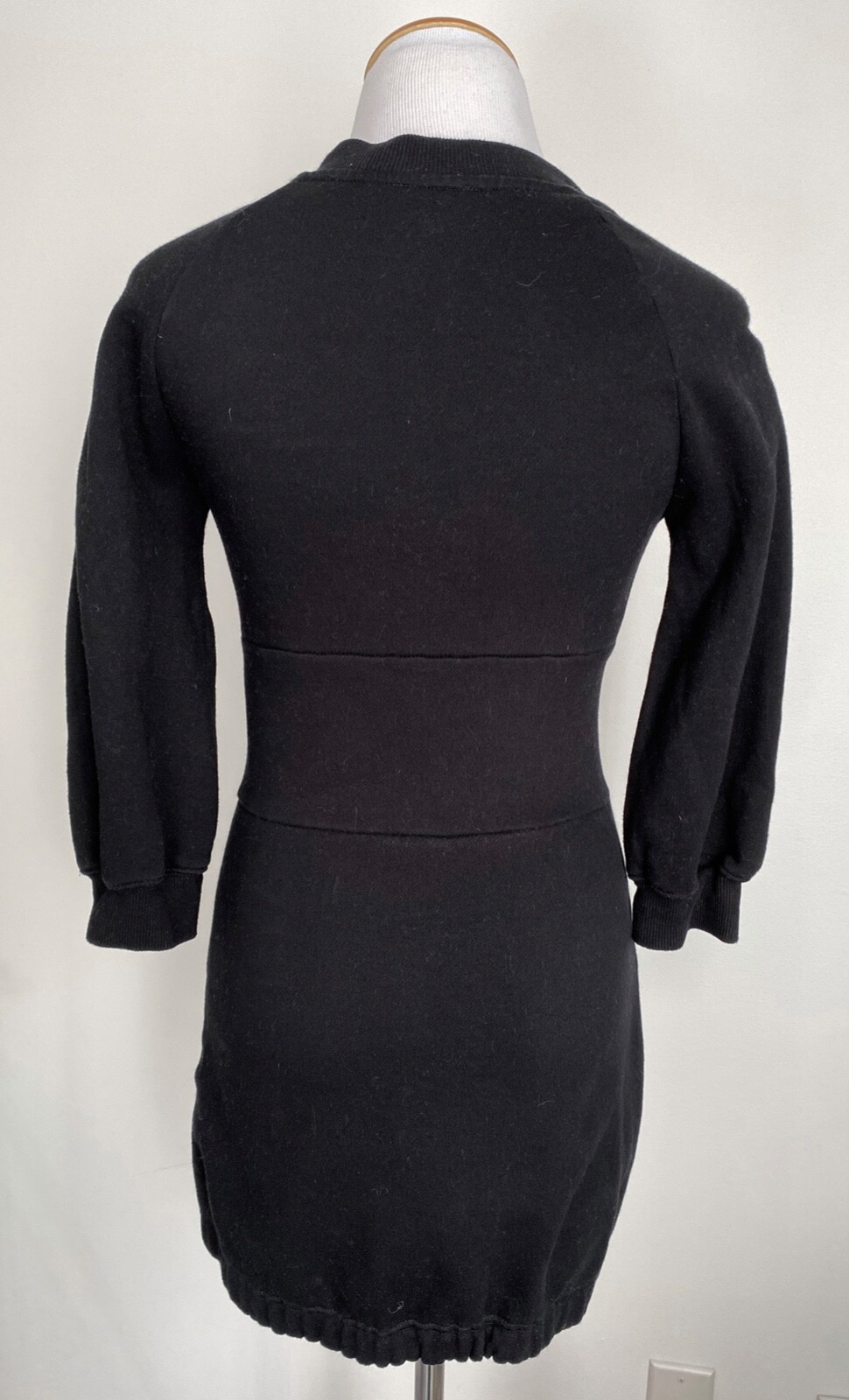 A|X Armani Exchange Black Short Mini Sweatshirt Dress w/ Gold Zipper, XS