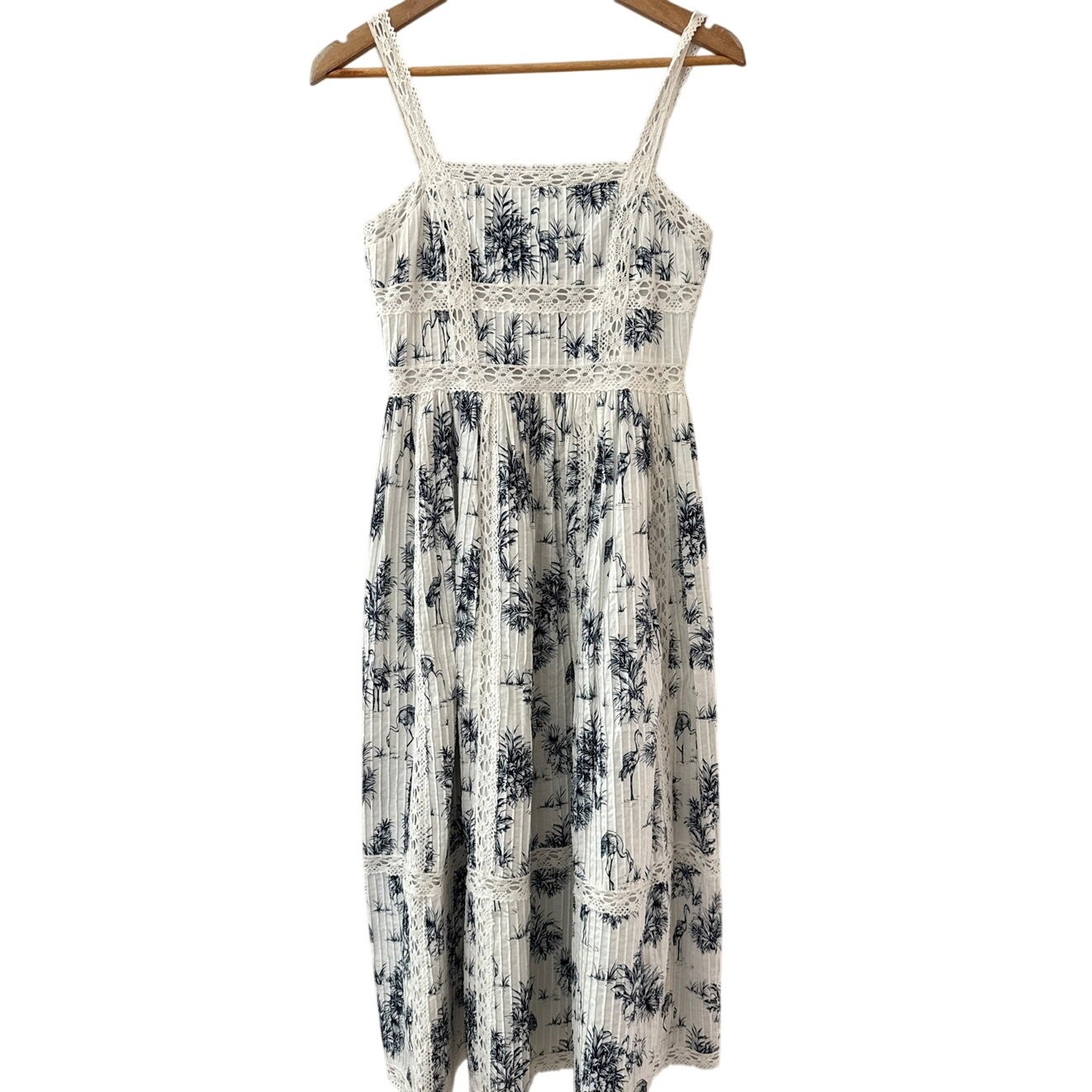 Hunter Bell New York Bevins Lace Midi Dress Palms & Flamingos Size 2