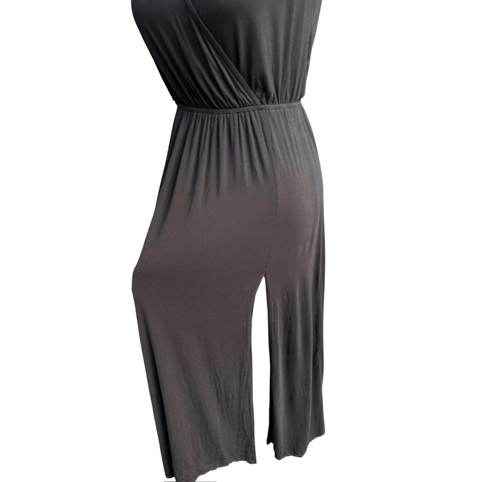 Lulus Black Surplice V-Neck Open Back Modal Maxi Dress Small Made in USA