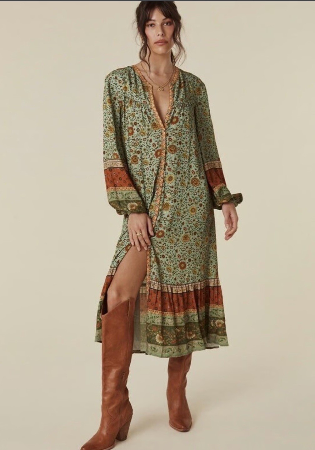 🦋Spell And The Gypsy L Lady Untamed Button Thru Gown With Tie EXC