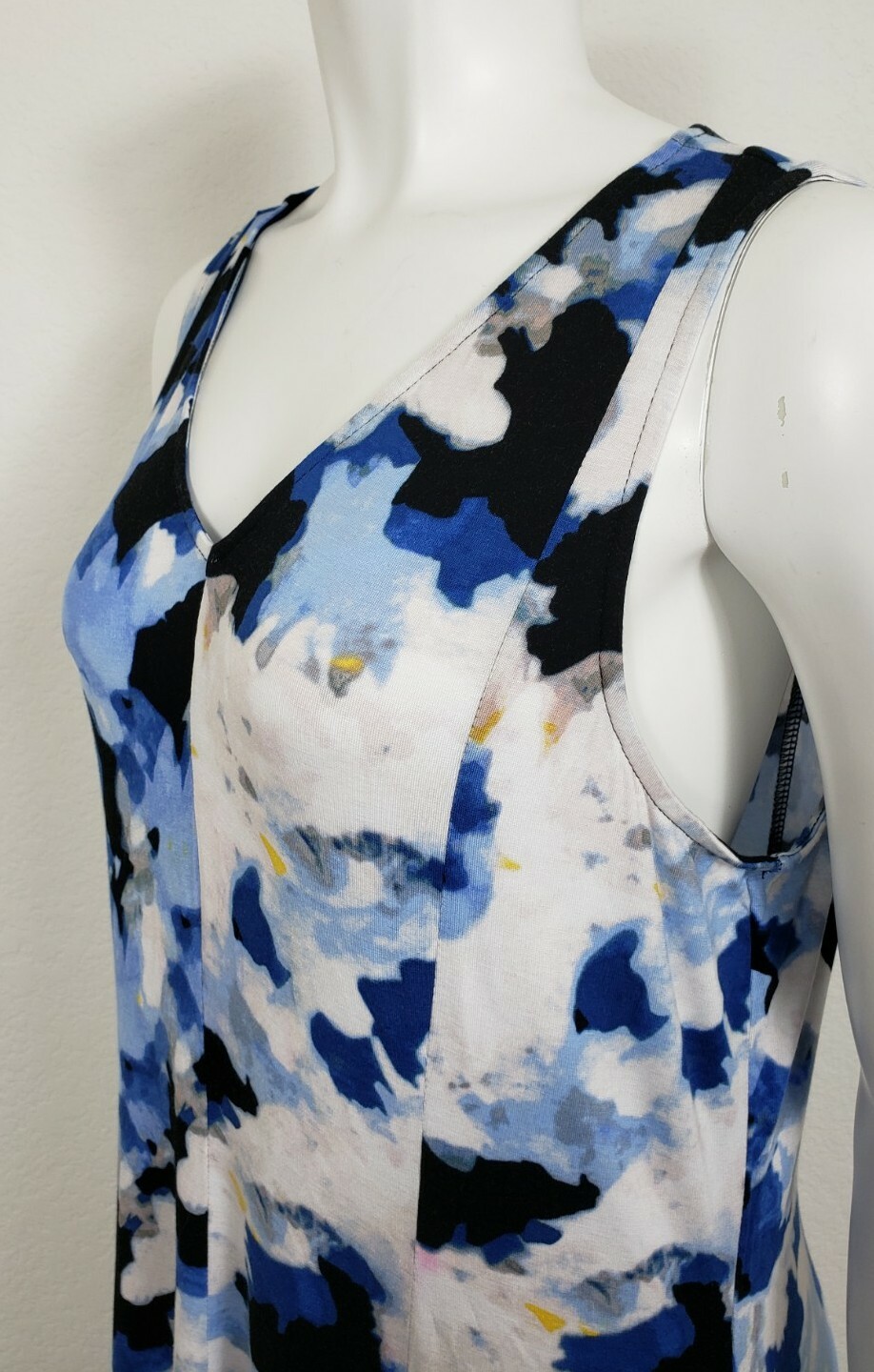 NEW Chelsea & Theodore Dress Size Large Sleeveless Tank Stretch Blue White Black