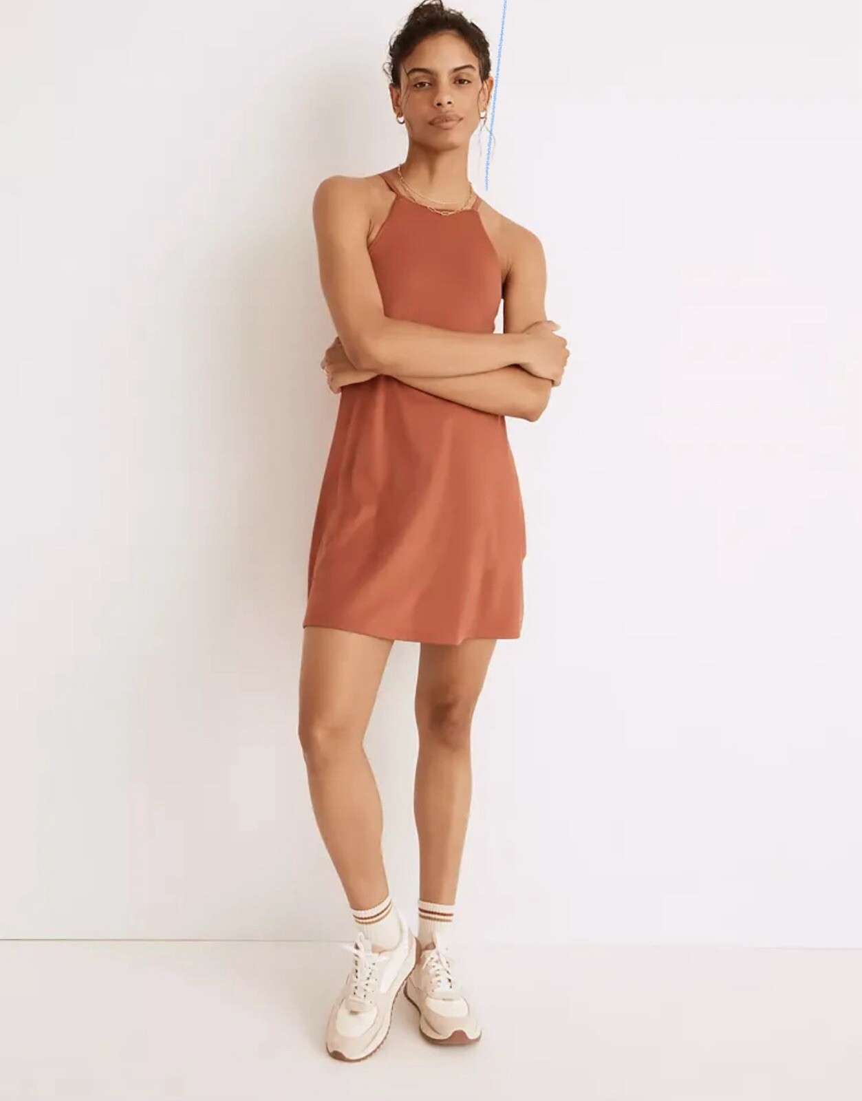 Madewell MWL Flex Fitness Dress in Weathered Brick Athleisure Cross Back Sz M