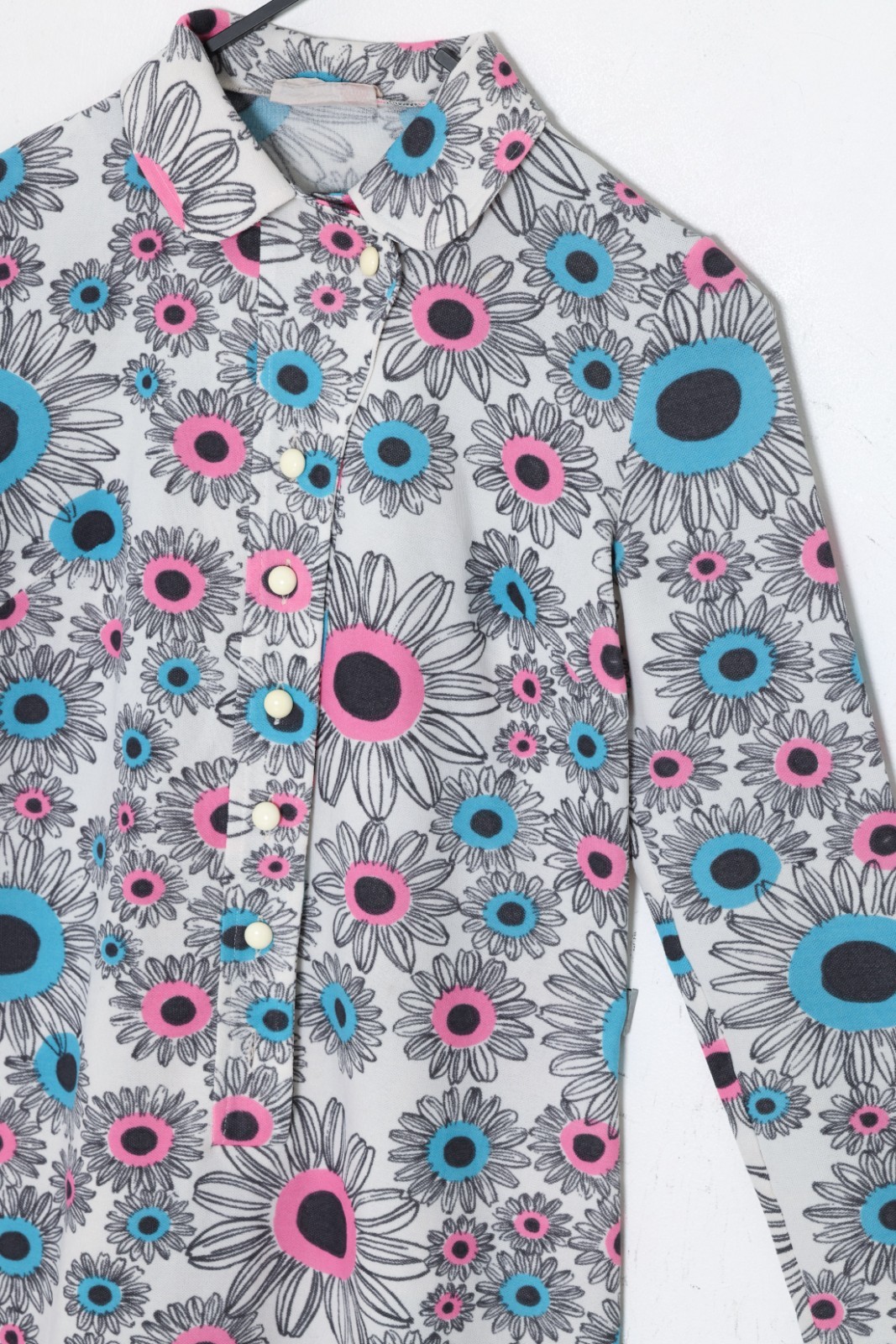 1970s, Finnish Printed Leisure Shift Dress, Psychedelic Daisy Motif