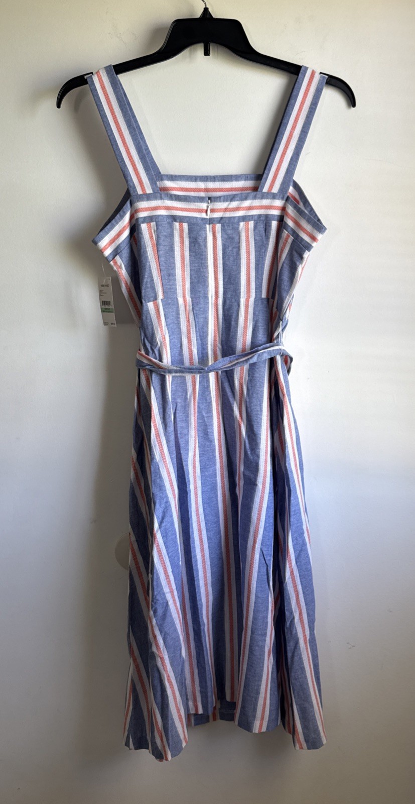 Nine West Blue Orange White Stripe Denim Print Sunkiss Sundress Women’s Size 8
