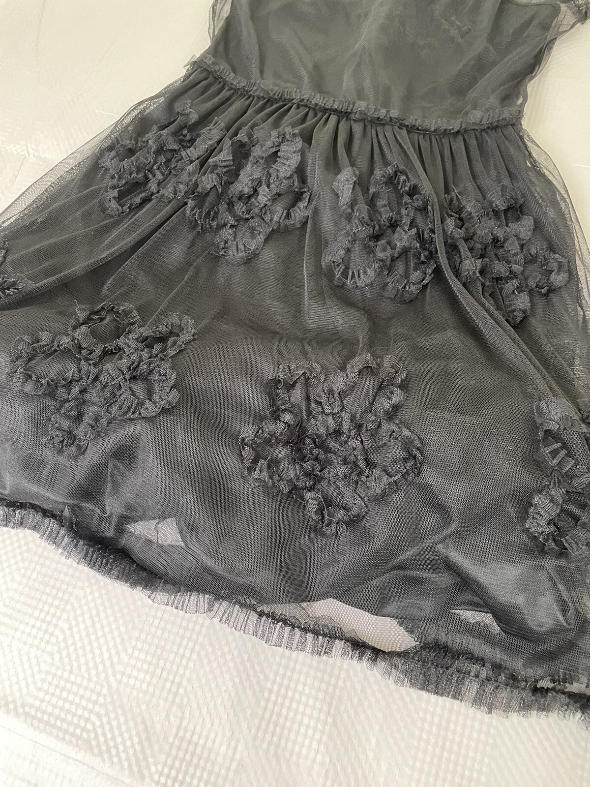 American Rag Sleeveless Rosette Fabric Trim Black Cocktail Dress Size Small