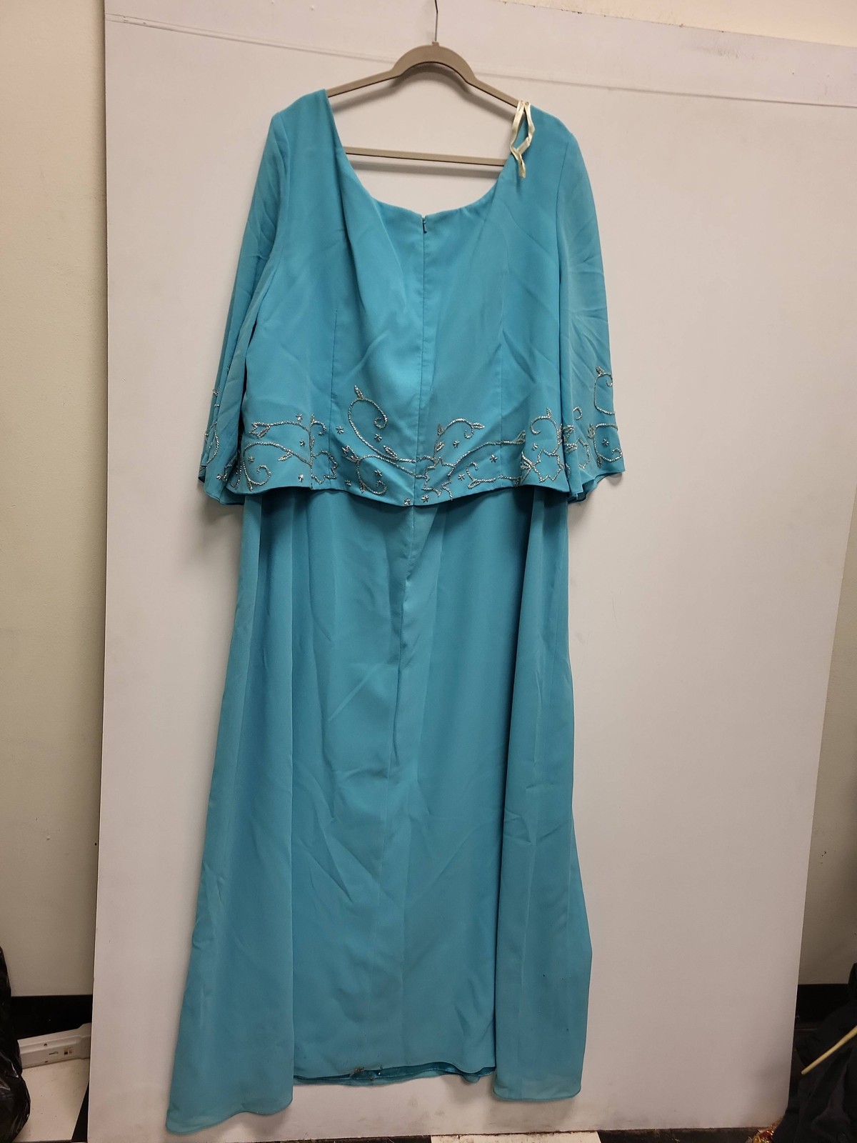 Cassandra Stone Dress 26 Blue Formal Gown Beaded Evening Party Maxi Plus Size