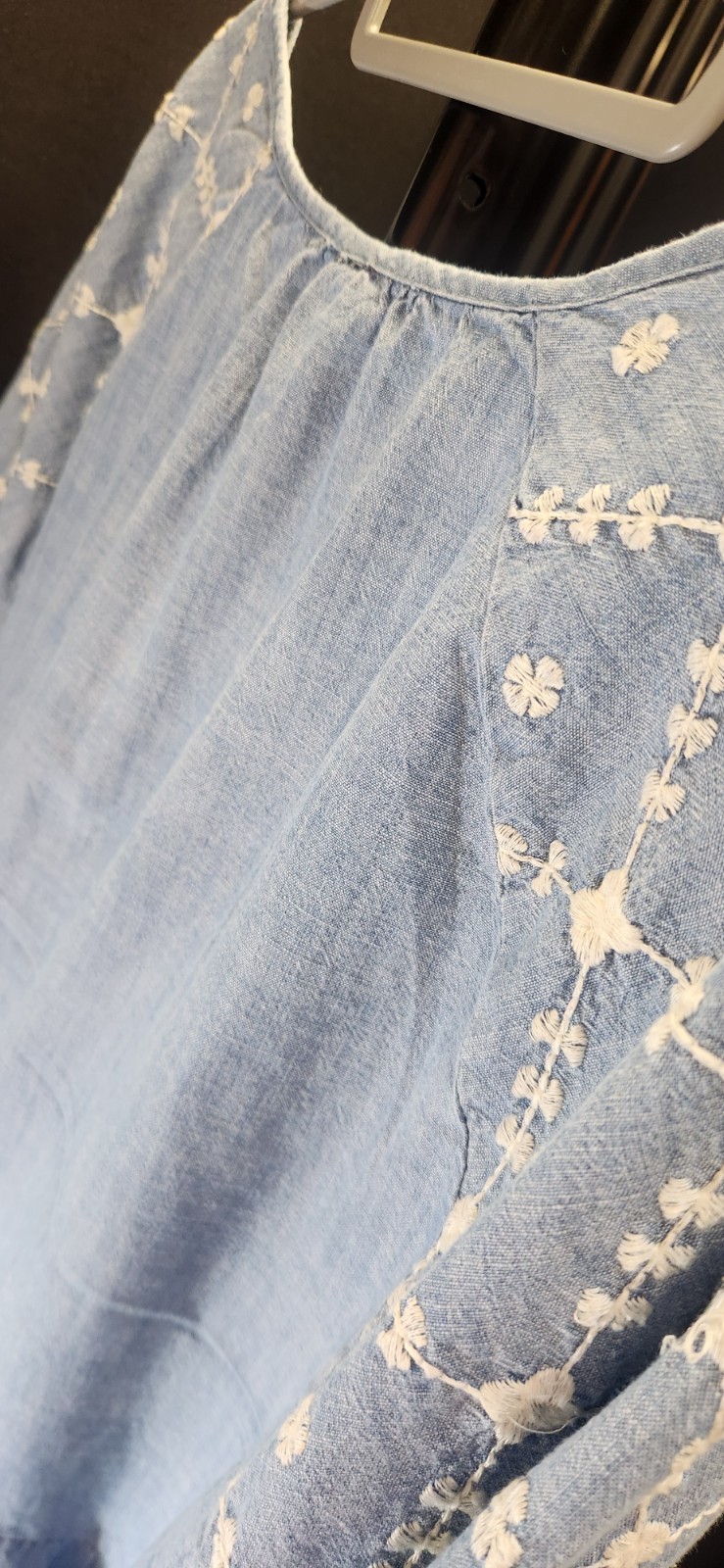 Old Navy Women’s Plus 3X Chambray BOHO Babydoll Embroidered Sleeved Dress