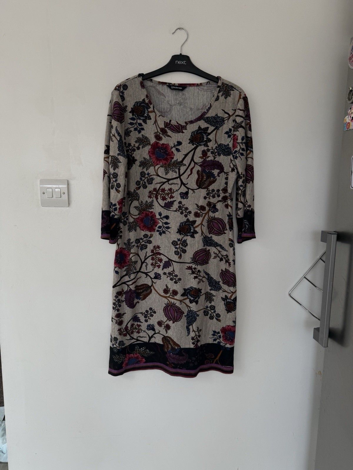 Kalediscope Women’s Grey Dress Size 14 Fine Knit Long Sleeve