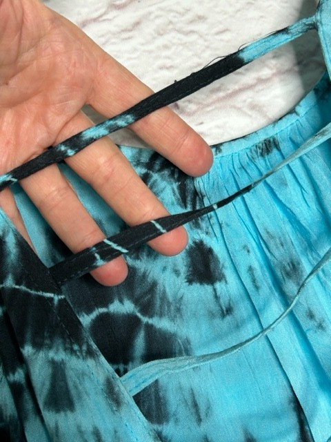 Small/Medium New Tie Dye Gray Black Aqua Blue Gauze Slip Dress Beach Cover 50$