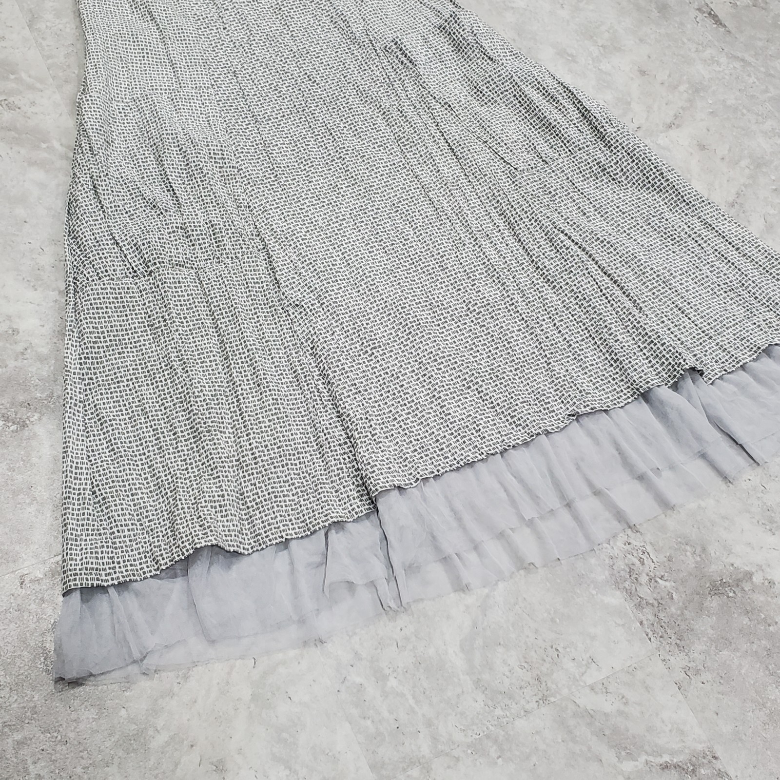 GERSHON BRAM Lantern Crinkle Gingham-like Midi Tank Dress Size XL