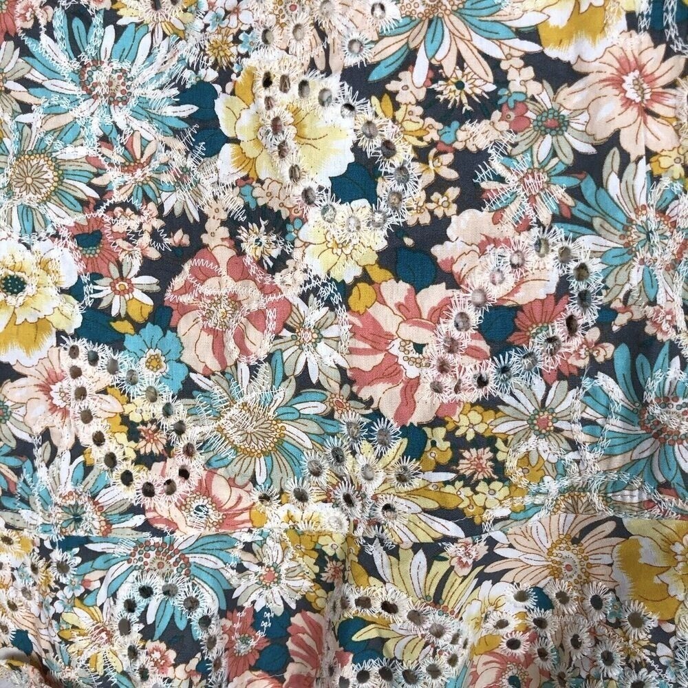 NWT LUNA MOON Top & Skirt Set Sz S Ruffle Floral Eyelet Crop Boho Fairy Cottage