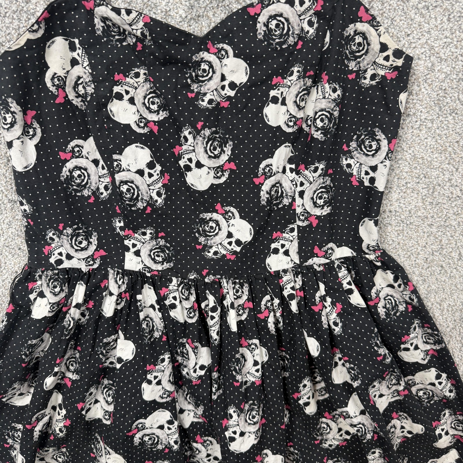Hot Topic Fit & Flare Sundress XL Black Skull Print Goth Halloween Punk Rock
